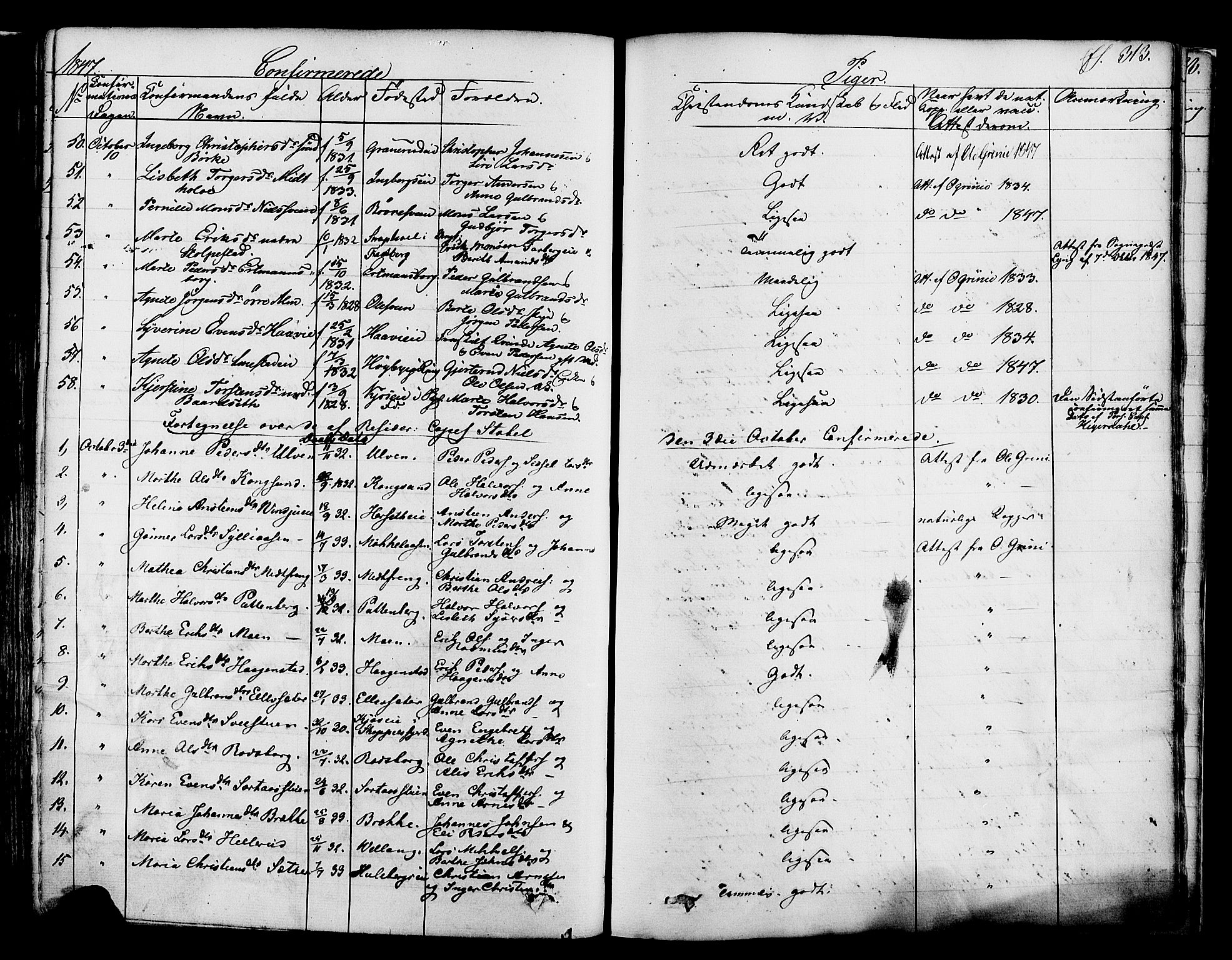 Ringsaker prestekontor, SAH/PREST-014/K/Ka/L0008: Parish register (official) no. 8, 1837-1850, p. 313