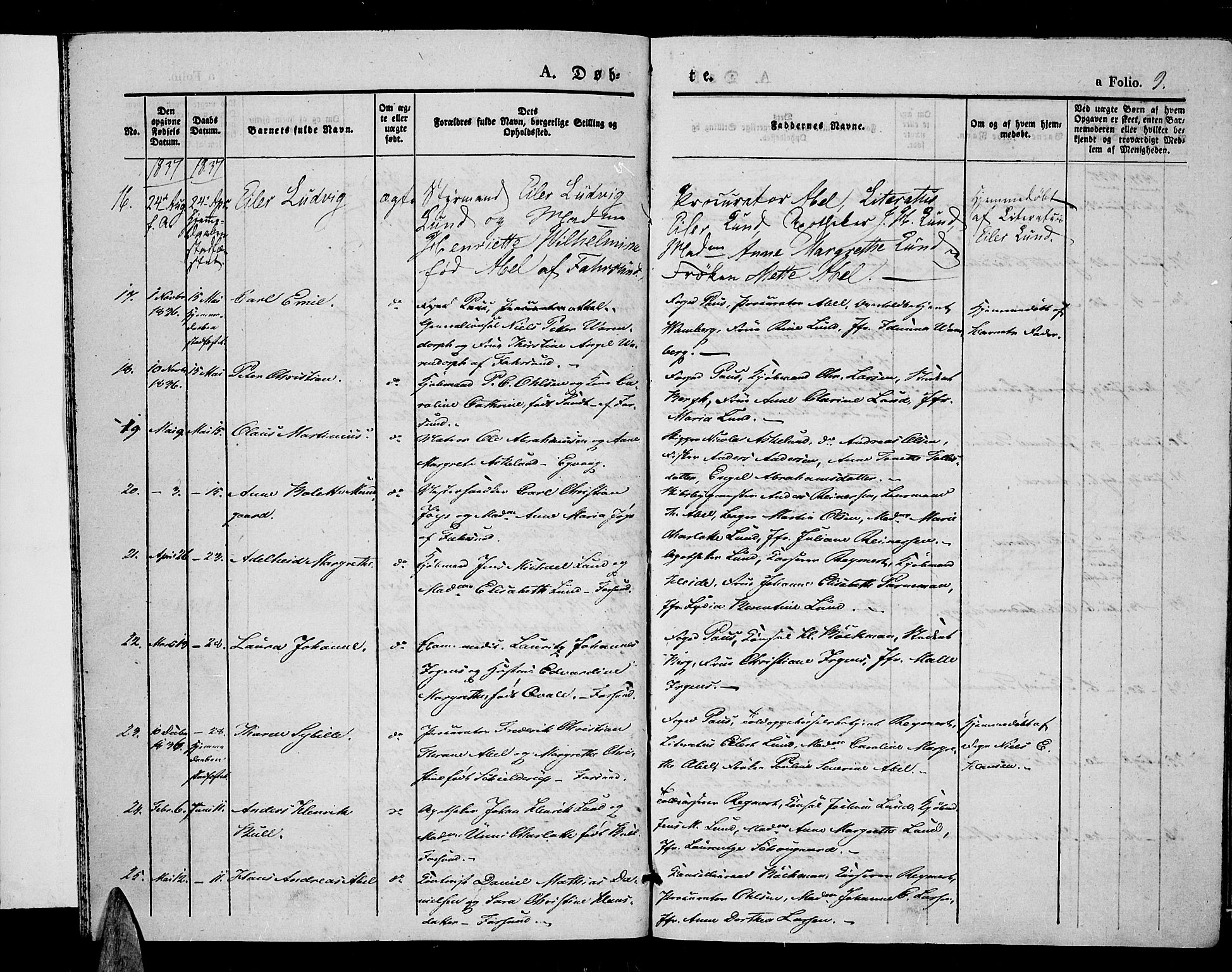 Farsund sokneprestkontor, SAK/1111-0009/F/Fa/L0003: Parish register (official) no. A 3, 1836-1846, p. 9