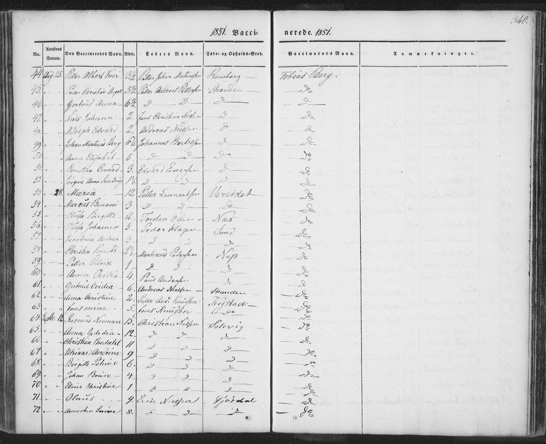 Ministerialprotokoller, klokkerbøker og fødselsregistre - Nordland, AV/SAT-A-1459/885/L1202: Parish register (official) no. 885A03, 1838-1859, p. 340