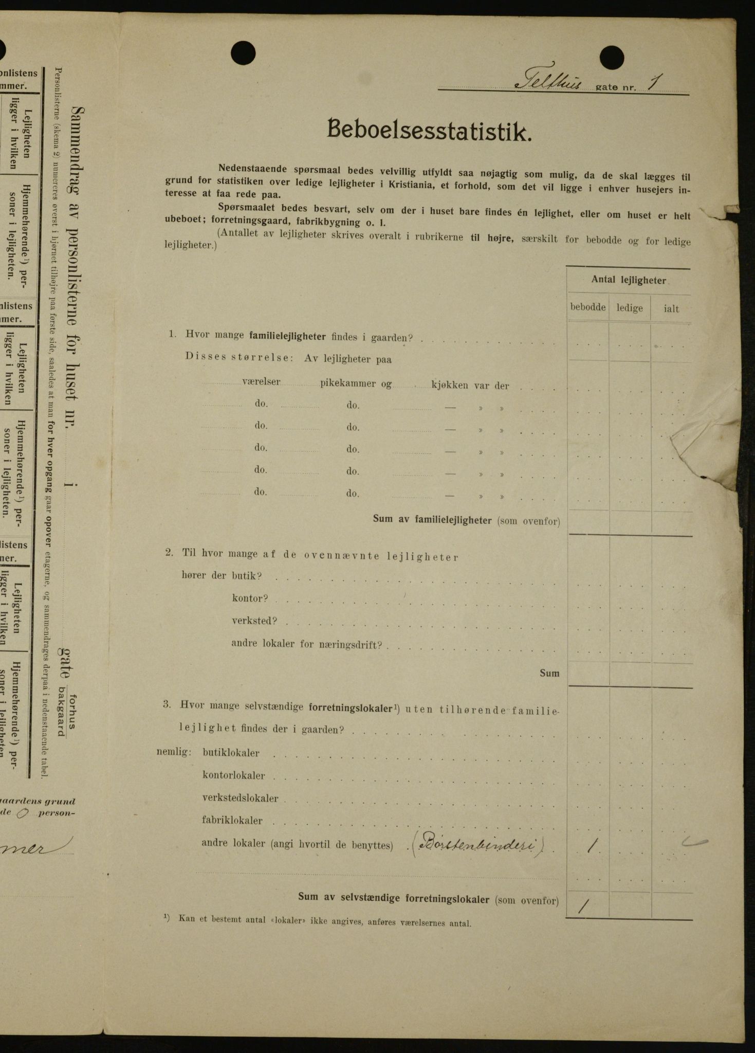 OBA, Municipal Census 1909 for Kristiania, 1909, p. 97495