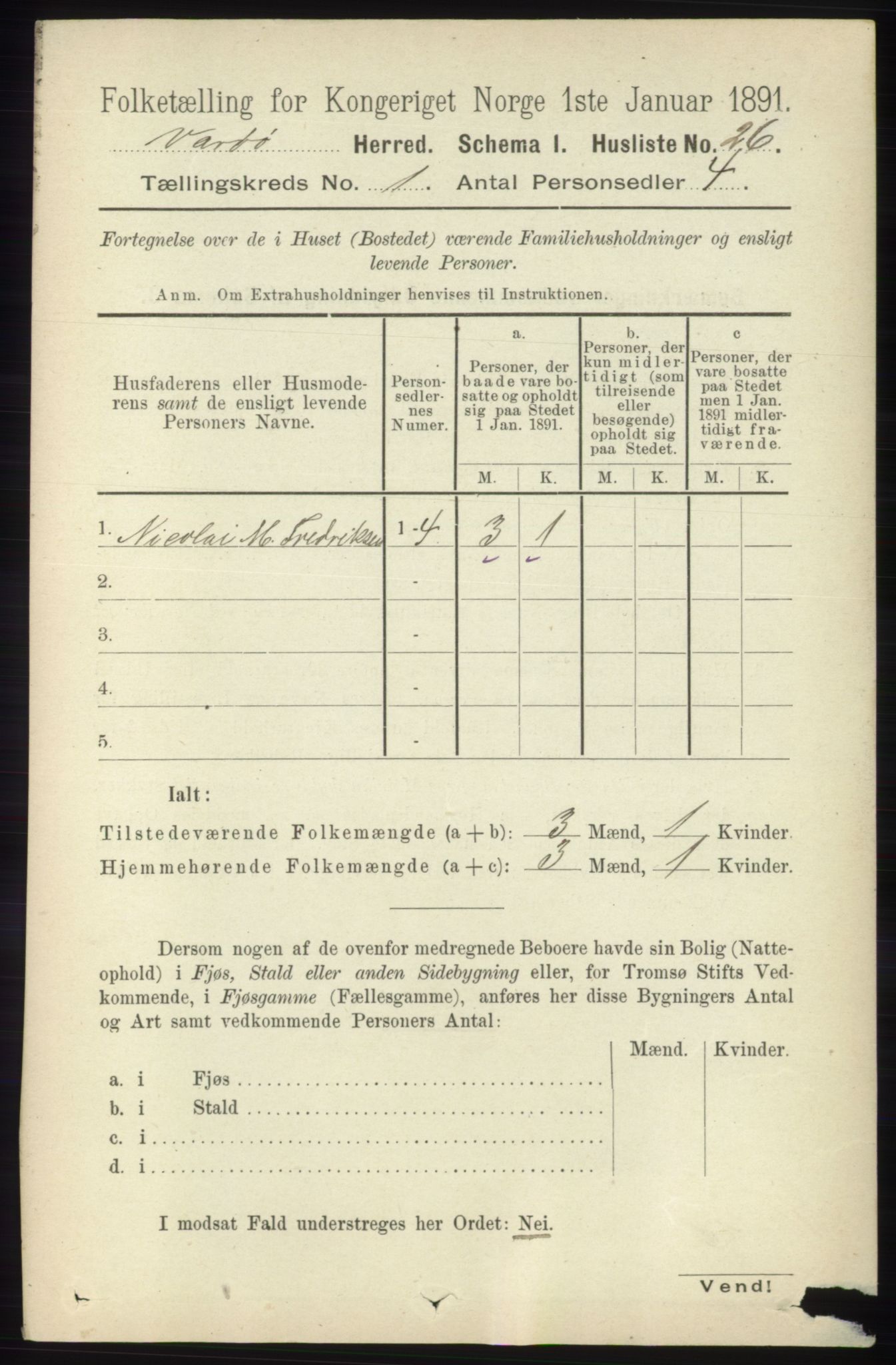 RA, 1891 census for 2028 Vardø, 1891, p. 41