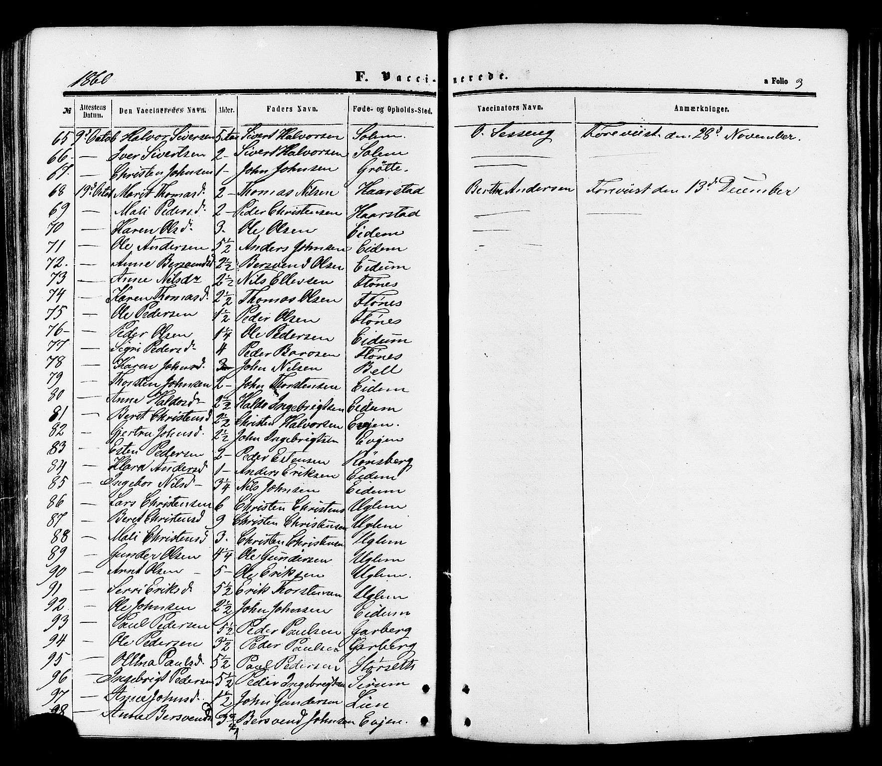 Ministerialprotokoller, klokkerbøker og fødselsregistre - Sør-Trøndelag, AV/SAT-A-1456/695/L1147: Parish register (official) no. 695A07, 1860-1877, p. 3