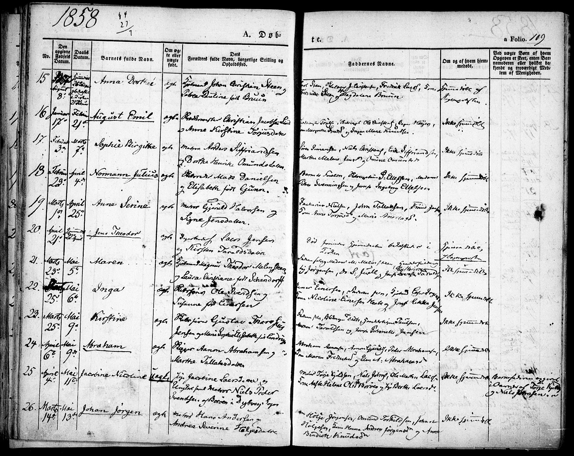 Risør sokneprestkontor, SAK/1111-0035/F/Fa/L0003: Parish register (official) no. A 3, 1838-1864, p. 109