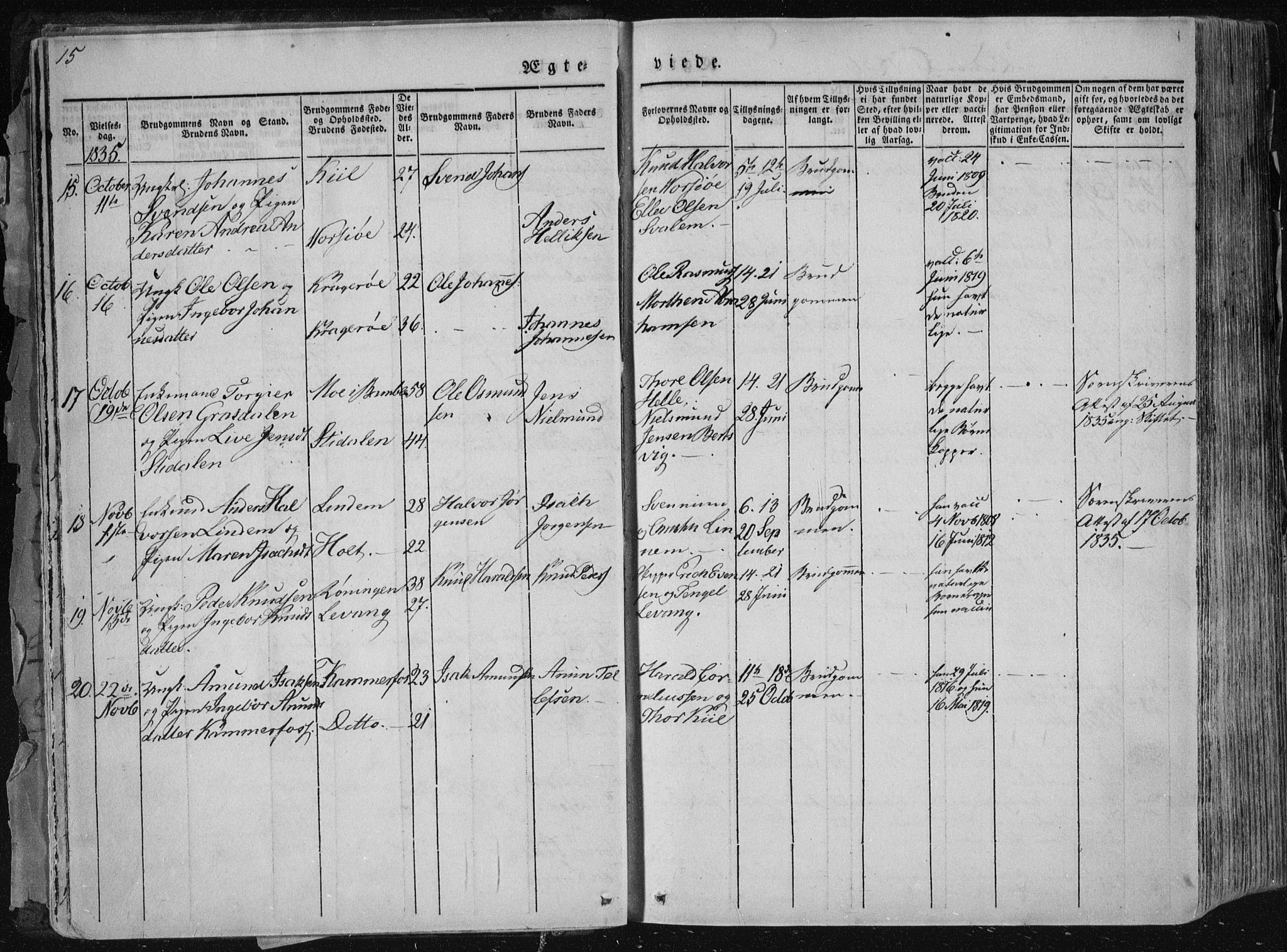 Sannidal kirkebøker, AV/SAKO-A-296/F/Fa/L0007: Parish register (official) no. 7, 1831-1854, p. 15