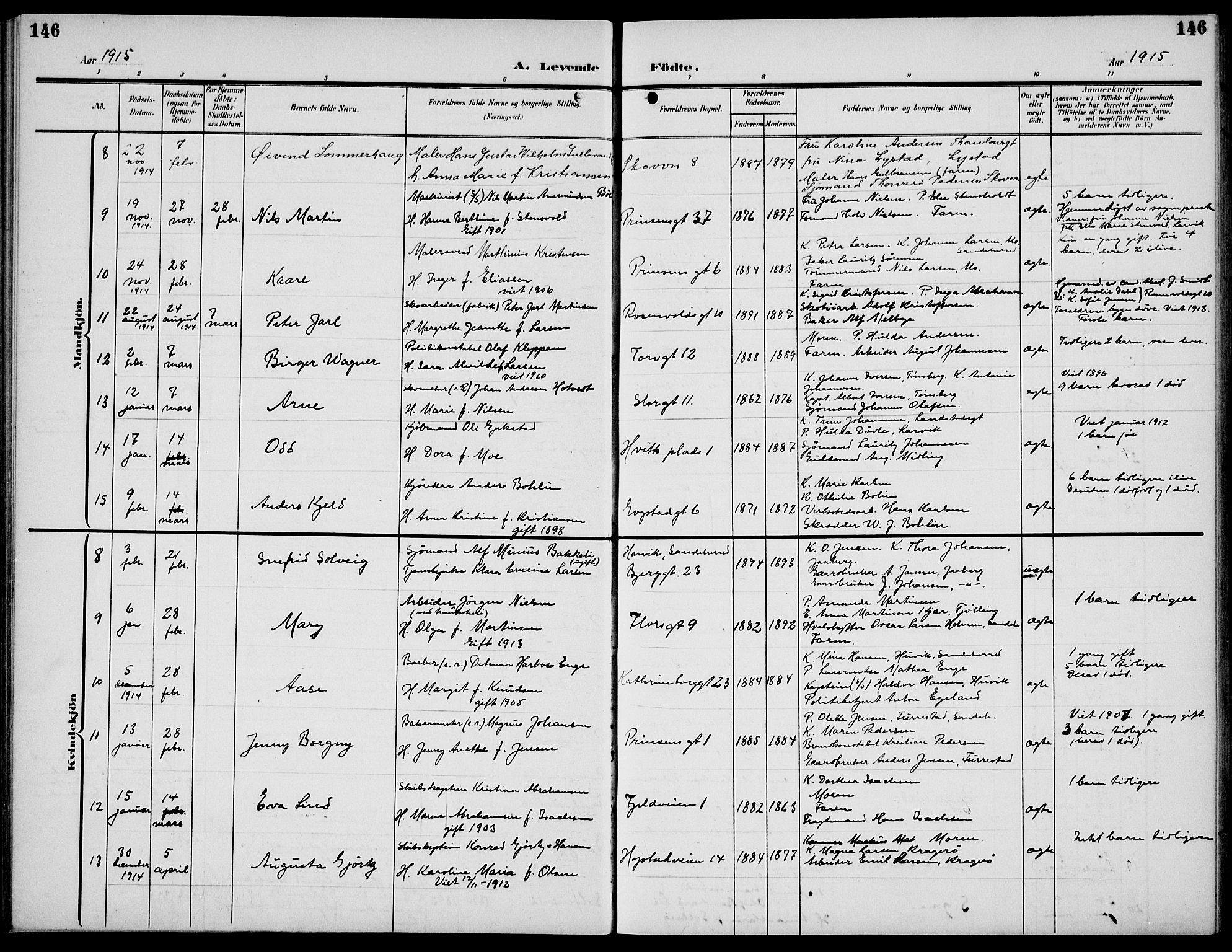 Sandefjord kirkebøker, AV/SAKO-A-315/G/Ga/L0003: Parish register (copy) no. 3, 1903-1920, p. 146