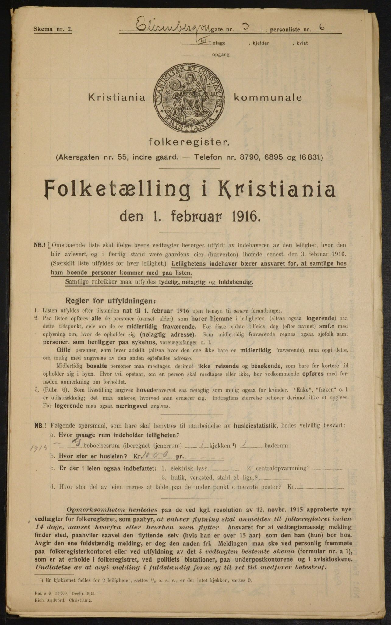 OBA, Municipal Census 1916 for Kristiania, 1916, p. 20748