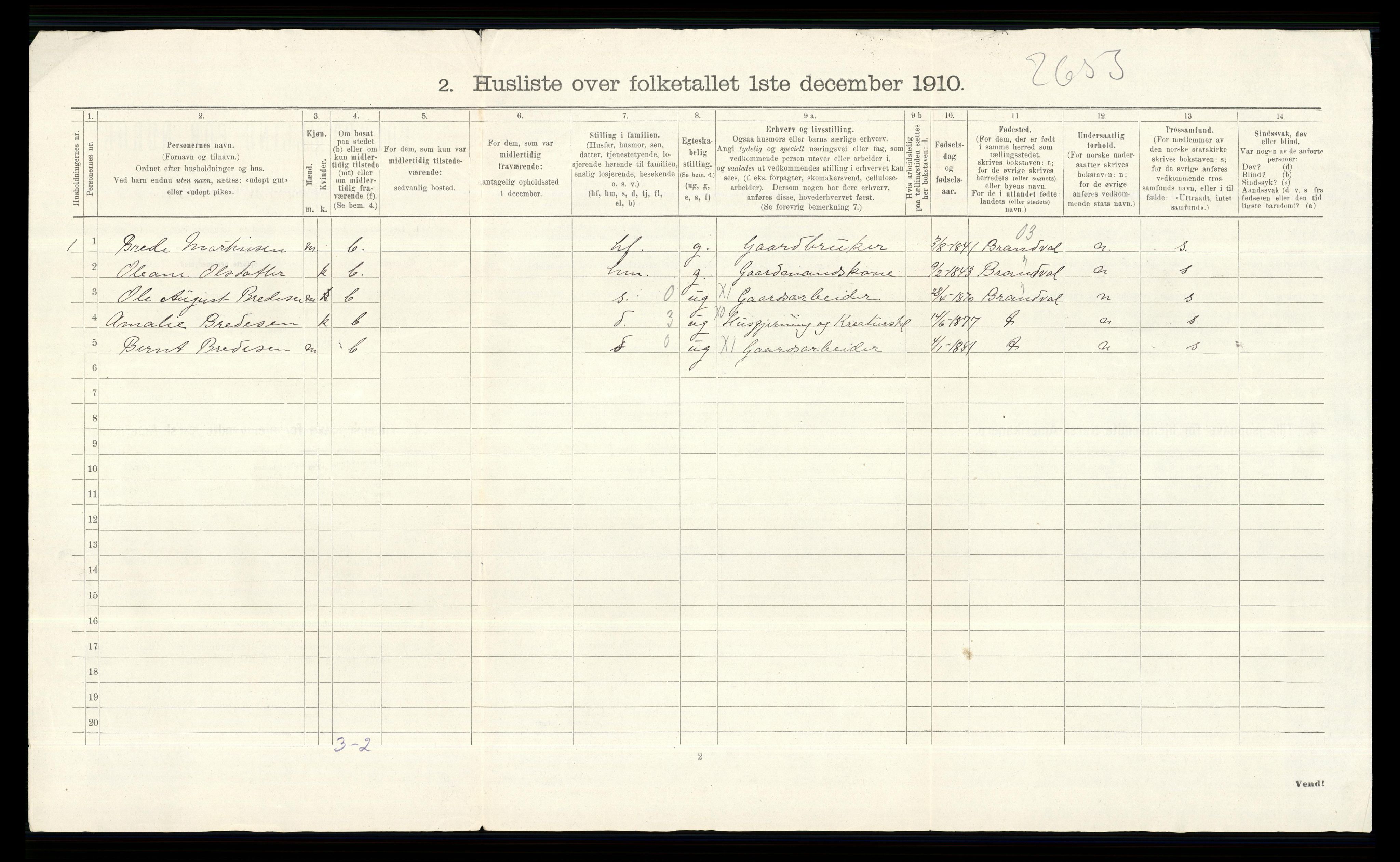 RA, 1910 census for Vinger, 1910, p. 56