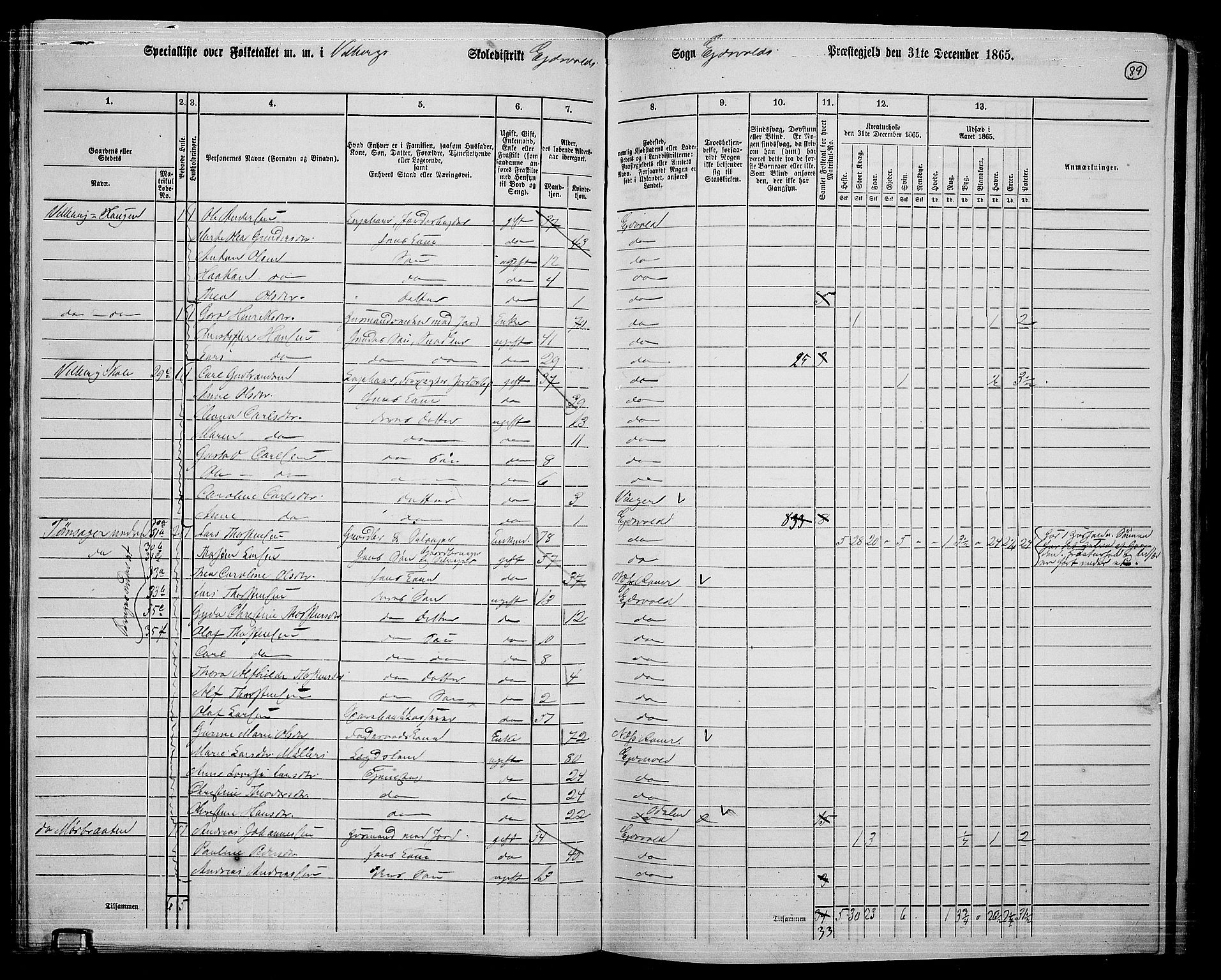 RA, 1865 census for Eidsvoll, 1865, p. 77