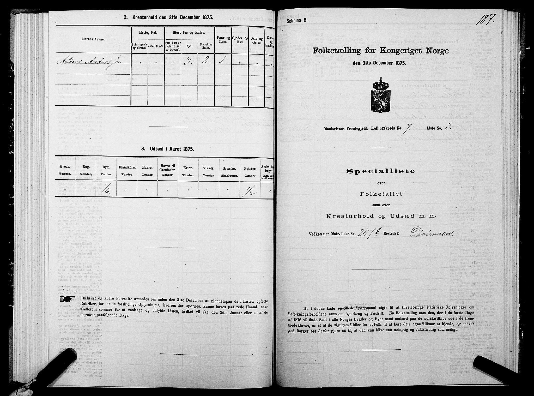 SATØ, 1875 census for 1924P Målselv, 1875, p. 3187