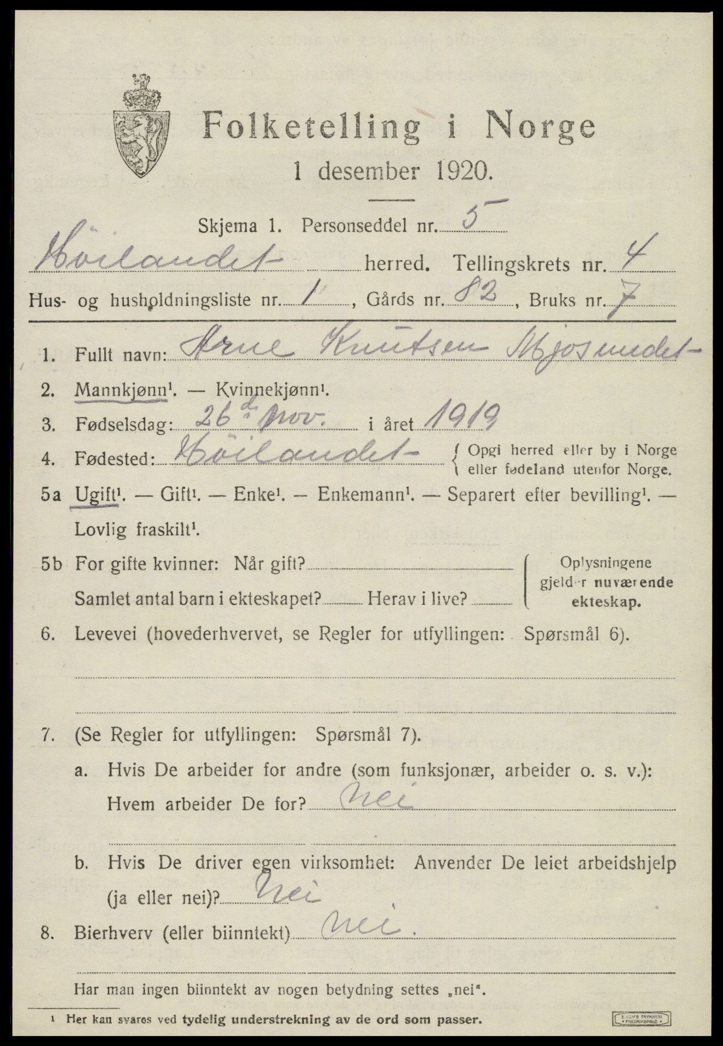 SAT, 1920 census for Høylandet, 1920, p. 2220