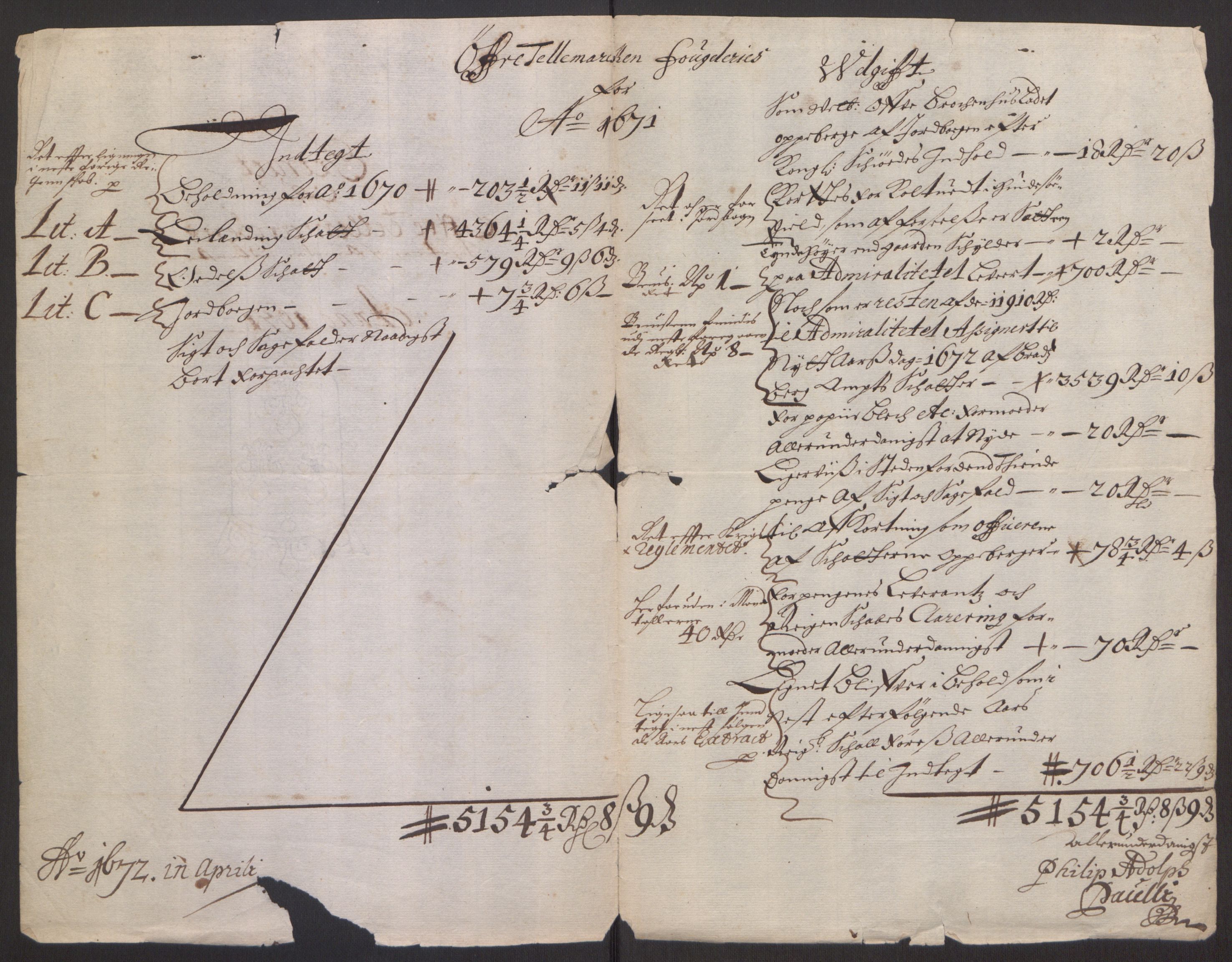 Rentekammeret inntil 1814, Reviderte regnskaper, Fogderegnskap, RA/EA-4092/R35/L2060: Fogderegnskap Øvre og Nedre Telemark, 1671-1672, p. 4