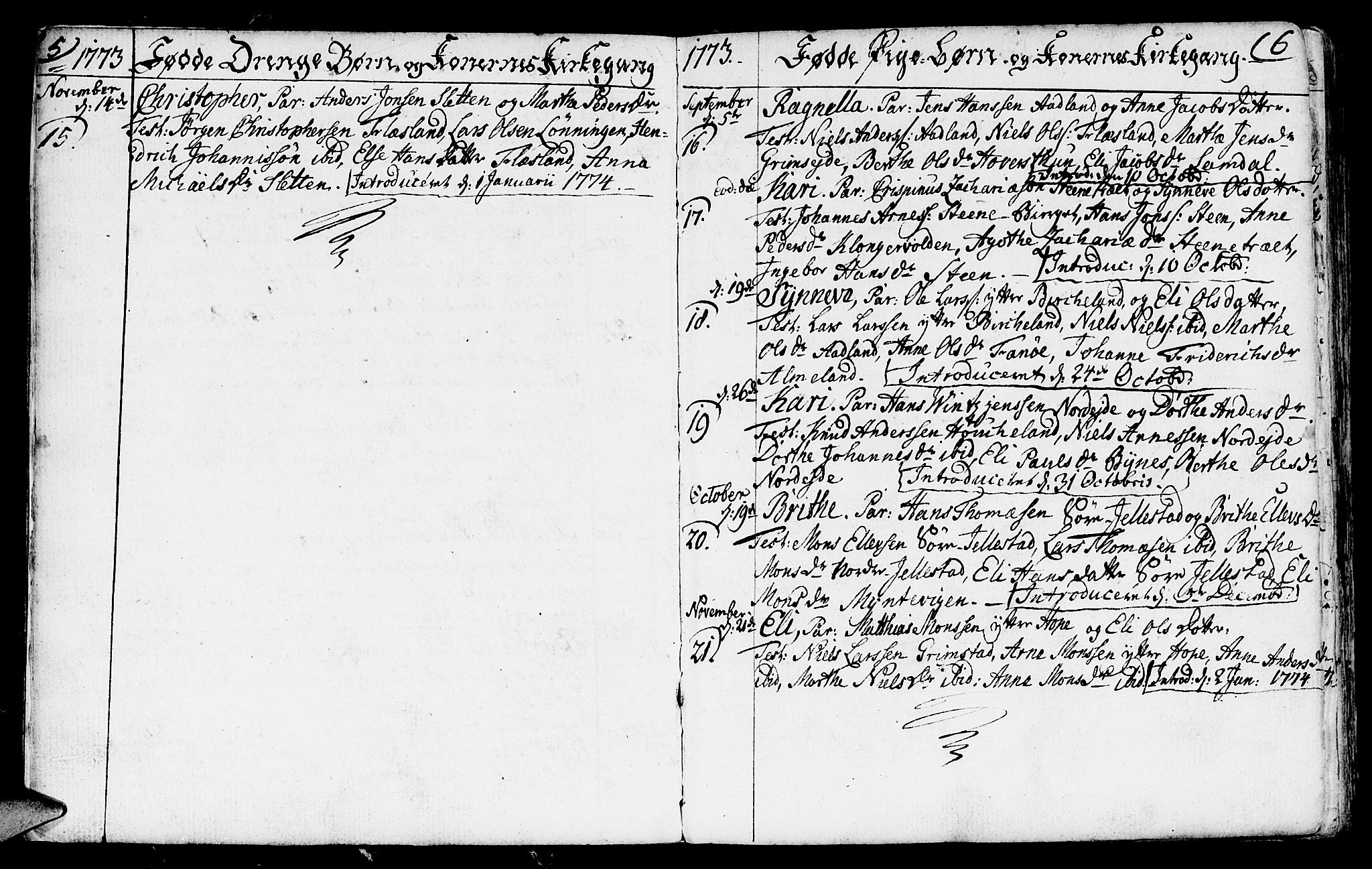 Fana Sokneprestembete, AV/SAB-A-75101/H/Haa/Haaa/L0005: Parish register (official) no. A 5, 1773-1799, p. 5-6