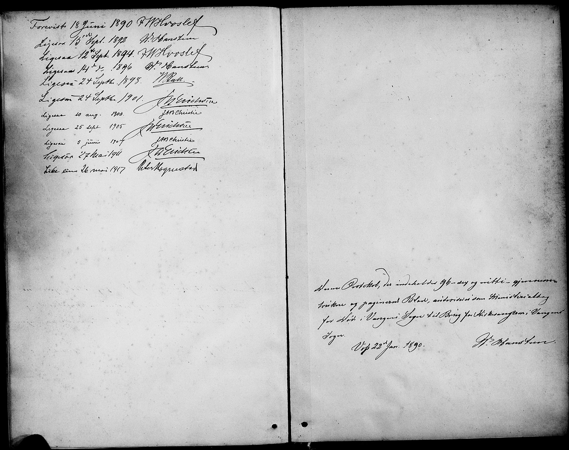 Voss sokneprestembete, AV/SAB-A-79001/H/Hab: Parish register (copy) no. F 1, 1890-1912