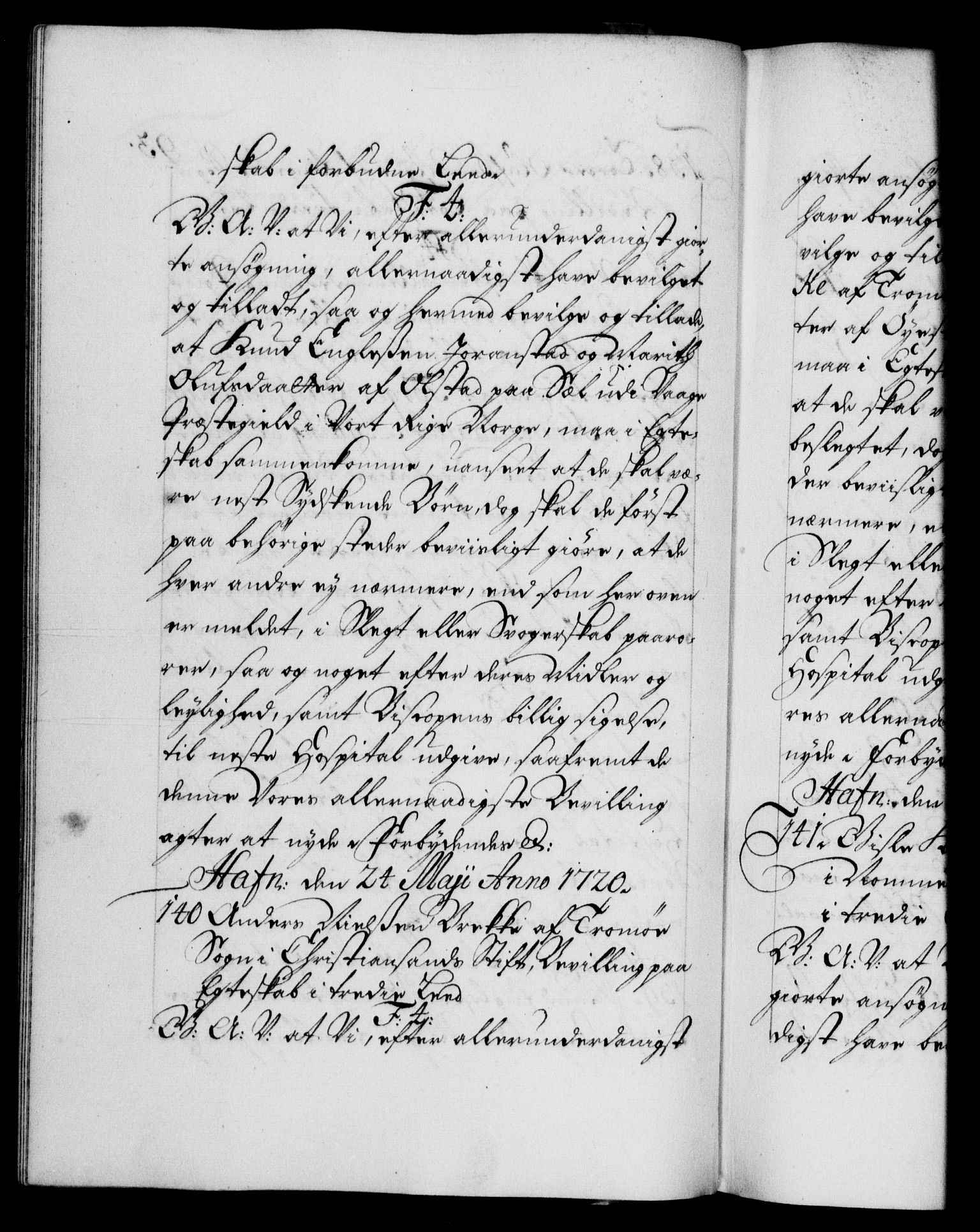 Danske Kanselli 1572-1799, AV/RA-EA-3023/F/Fc/Fca/Fcaa/L0023: Norske registre, 1720-1722, p. 93b