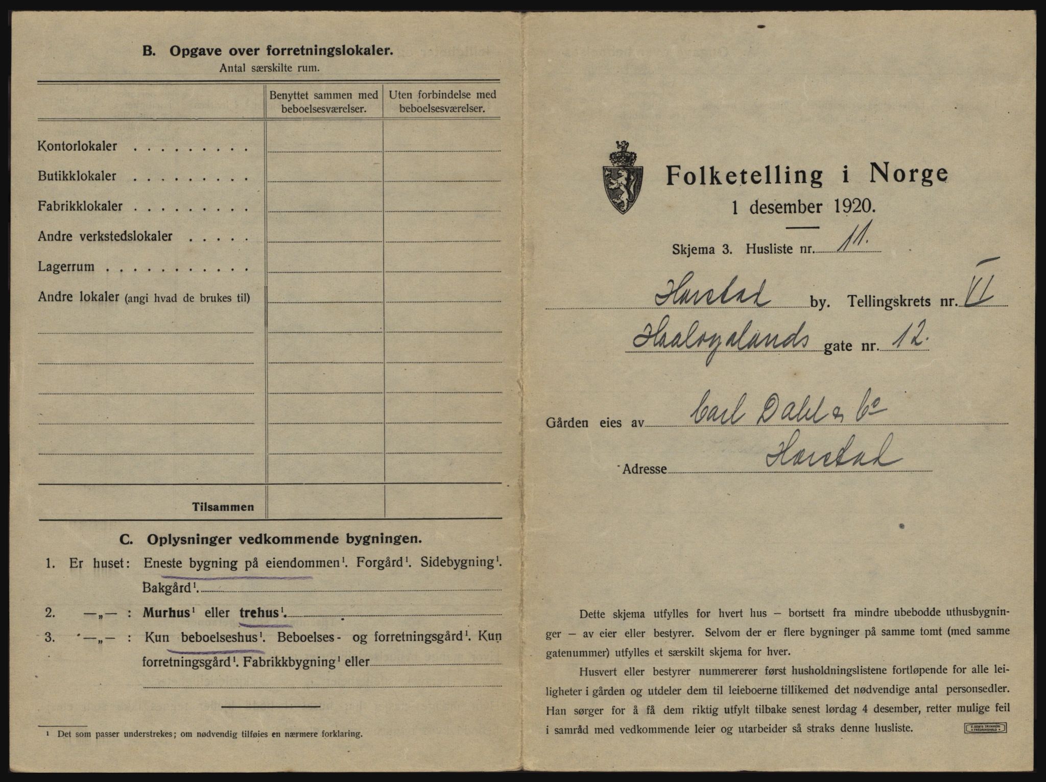 SATØ, 1920 census for Harstad, 1920, p. 639