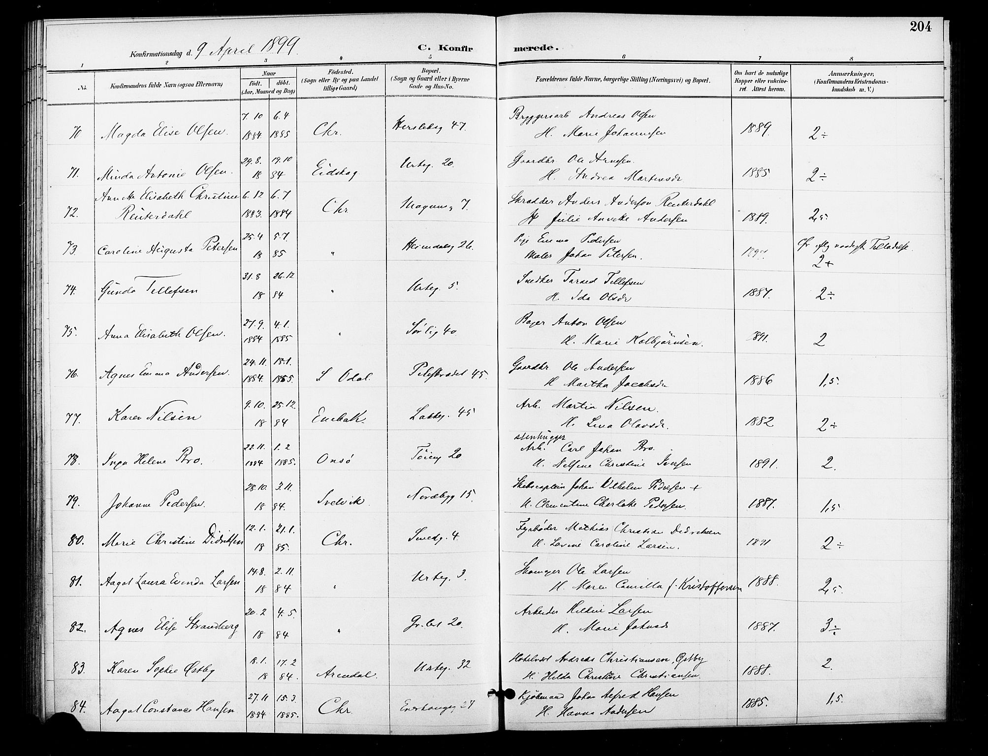Grønland prestekontor Kirkebøker, AV/SAO-A-10848/F/Fa/L0011: Parish register (official) no. 11, 1892-1907, p. 204