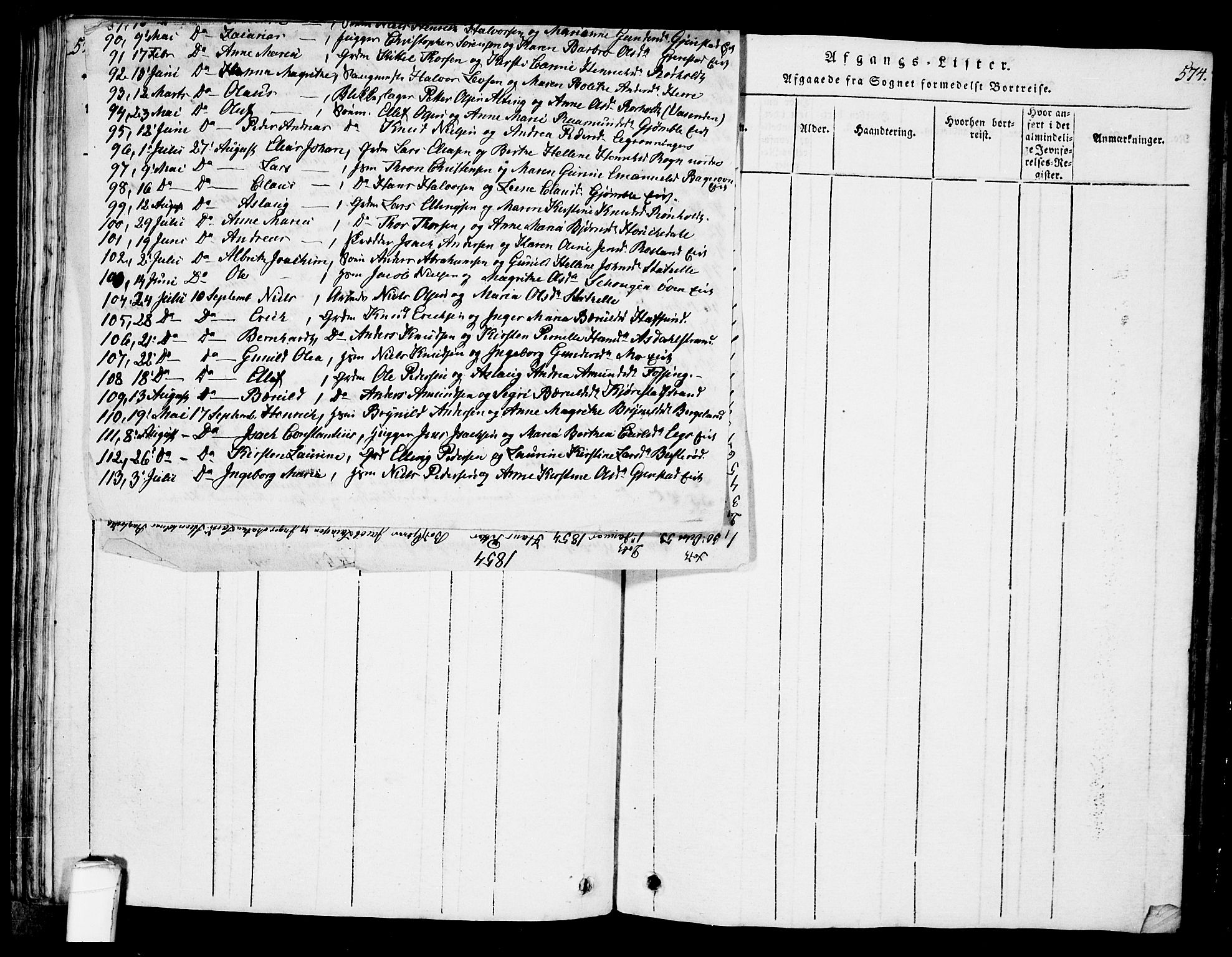 Bamble kirkebøker, AV/SAKO-A-253/G/Ga/L0005: Parish register (copy) no. I 5, 1814-1855, p. 573-574