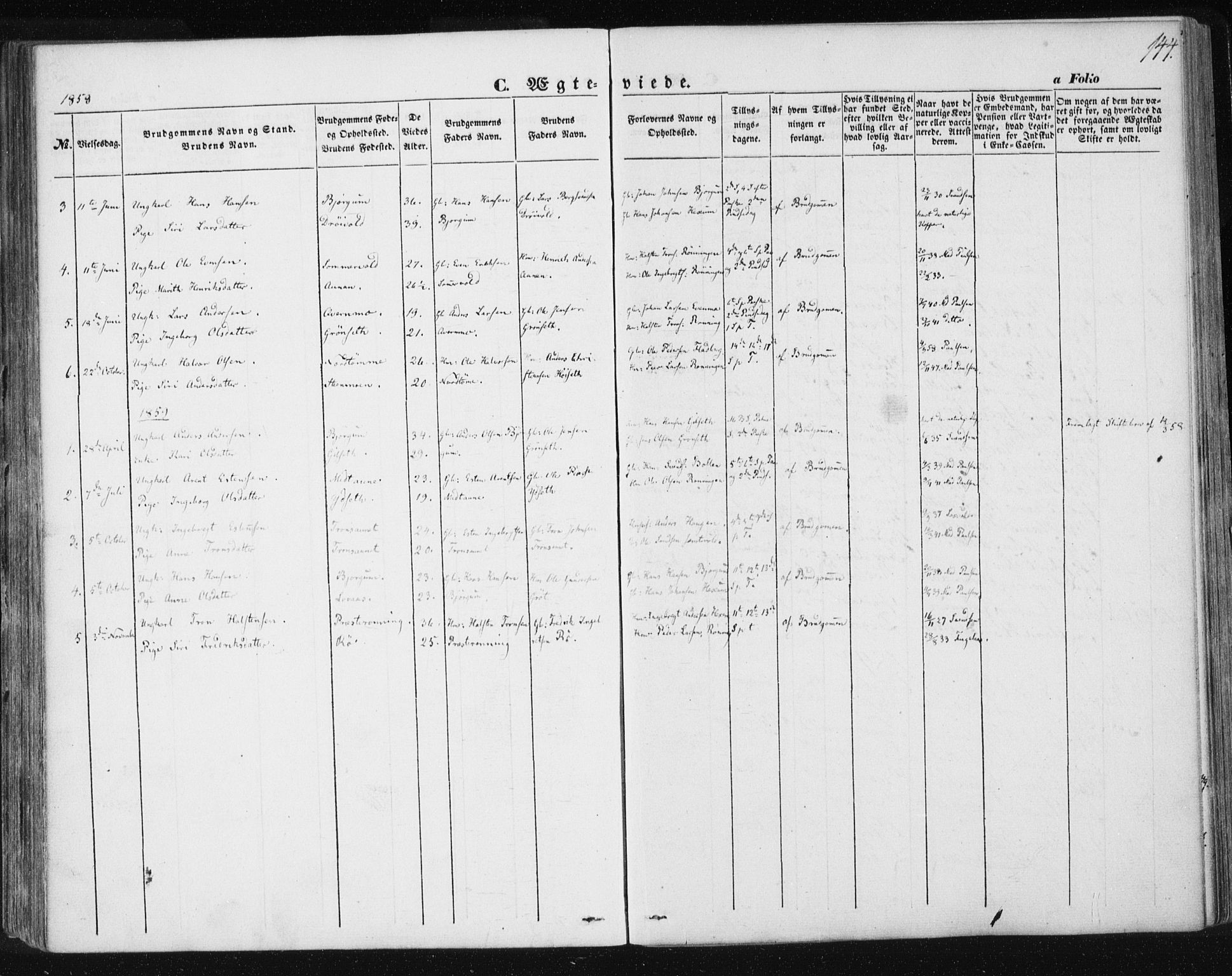 Ministerialprotokoller, klokkerbøker og fødselsregistre - Sør-Trøndelag, AV/SAT-A-1456/685/L0963: Parish register (official) no. 685A06 /1, 1846-1859, p. 144