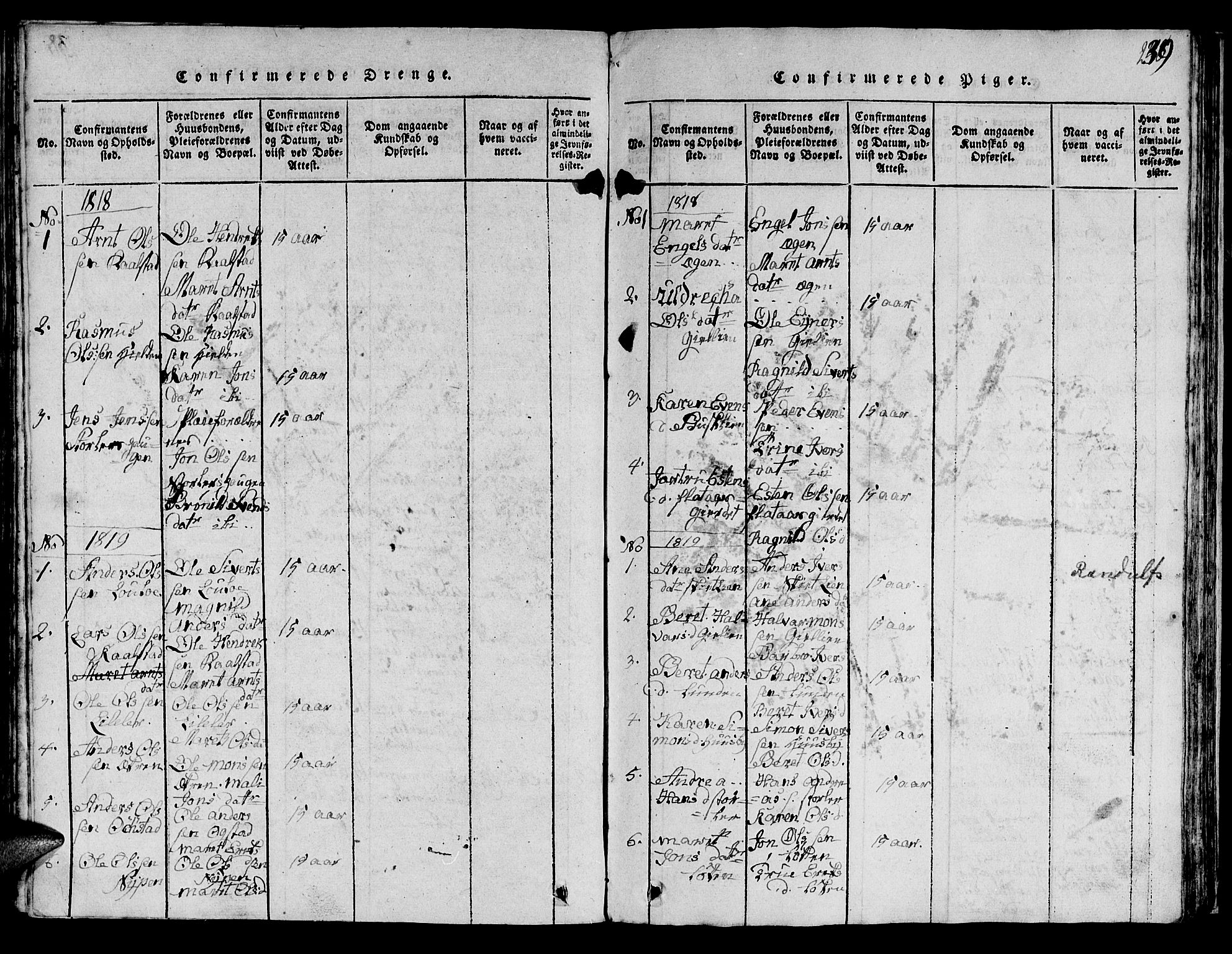 Ministerialprotokoller, klokkerbøker og fødselsregistre - Sør-Trøndelag, AV/SAT-A-1456/613/L0393: Parish register (copy) no. 613C01, 1816-1886, p. 239