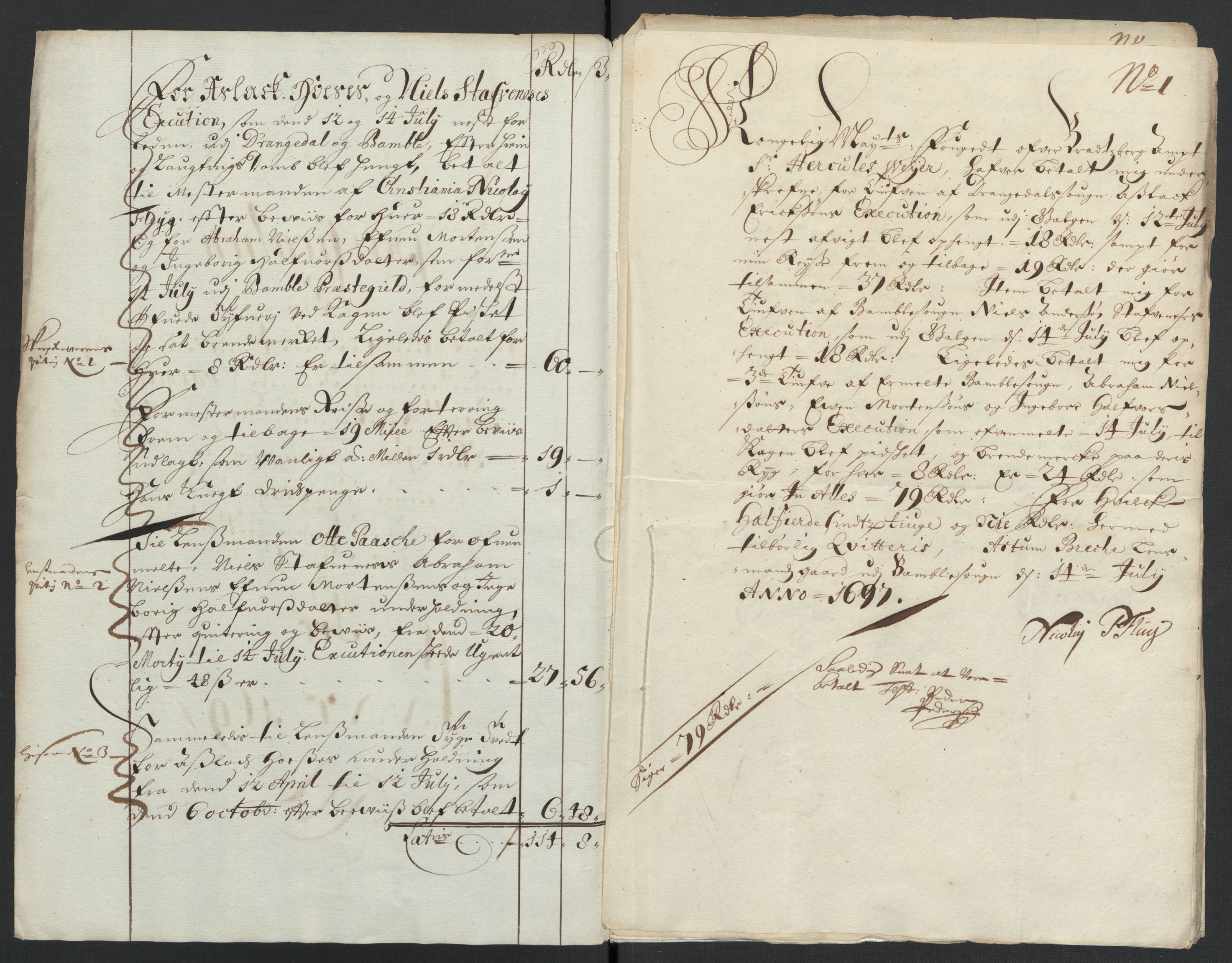 Rentekammeret inntil 1814, Reviderte regnskaper, Fogderegnskap, RA/EA-4092/R36/L2097: Fogderegnskap Øvre og Nedre Telemark og Bamble, 1697, p. 240