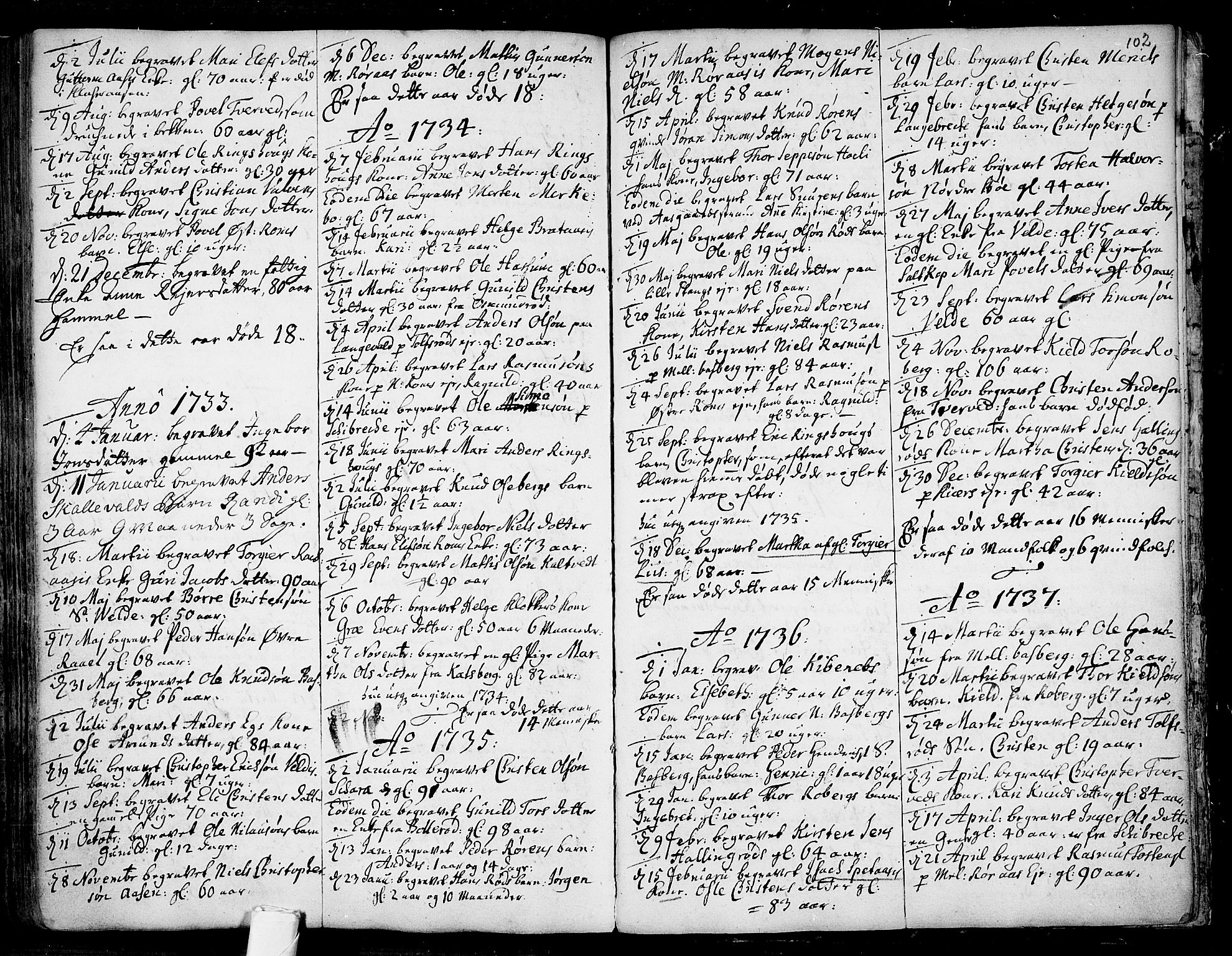 Sem kirkebøker, SAKO/A-5/F/Fb/L0001: Parish register (official) no. II 1, 1702-1764, p. 102