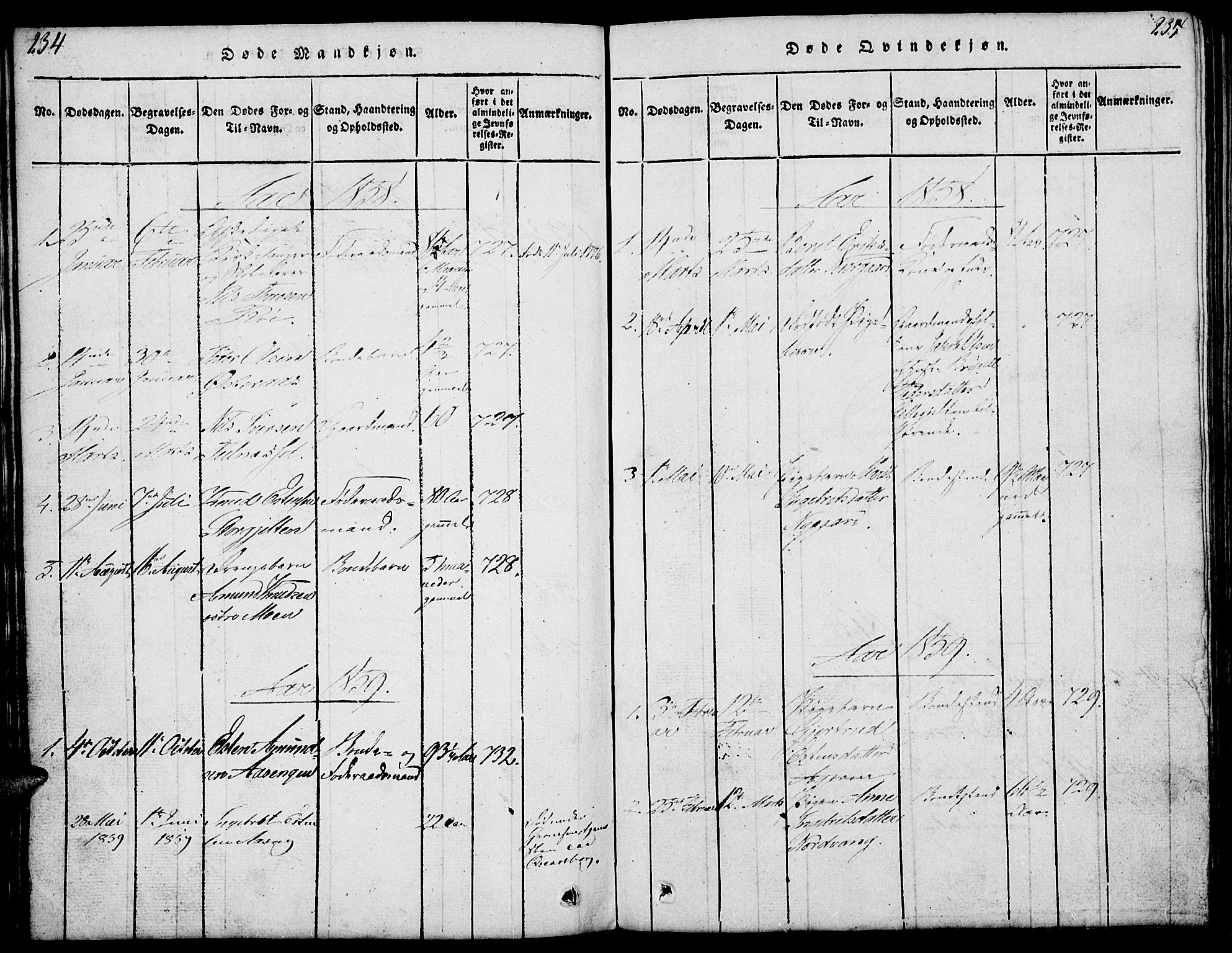 Tolga prestekontor, SAH/PREST-062/L/L0003: Parish register (copy) no. 3, 1815-1862, p. 234-235