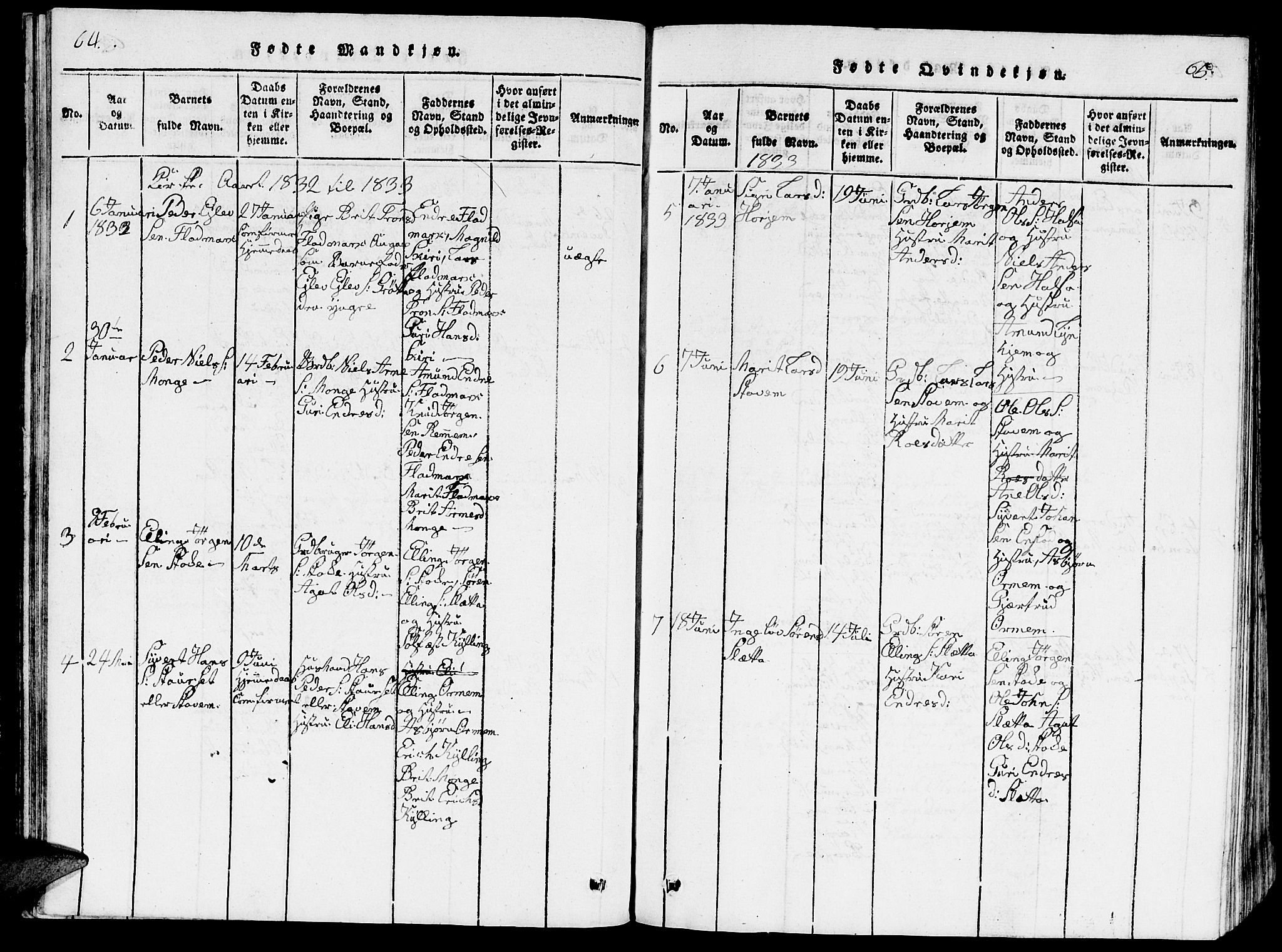 Ministerialprotokoller, klokkerbøker og fødselsregistre - Møre og Romsdal, AV/SAT-A-1454/546/L0595: Parish register (copy) no. 546C01, 1818-1836, p. 64-65
