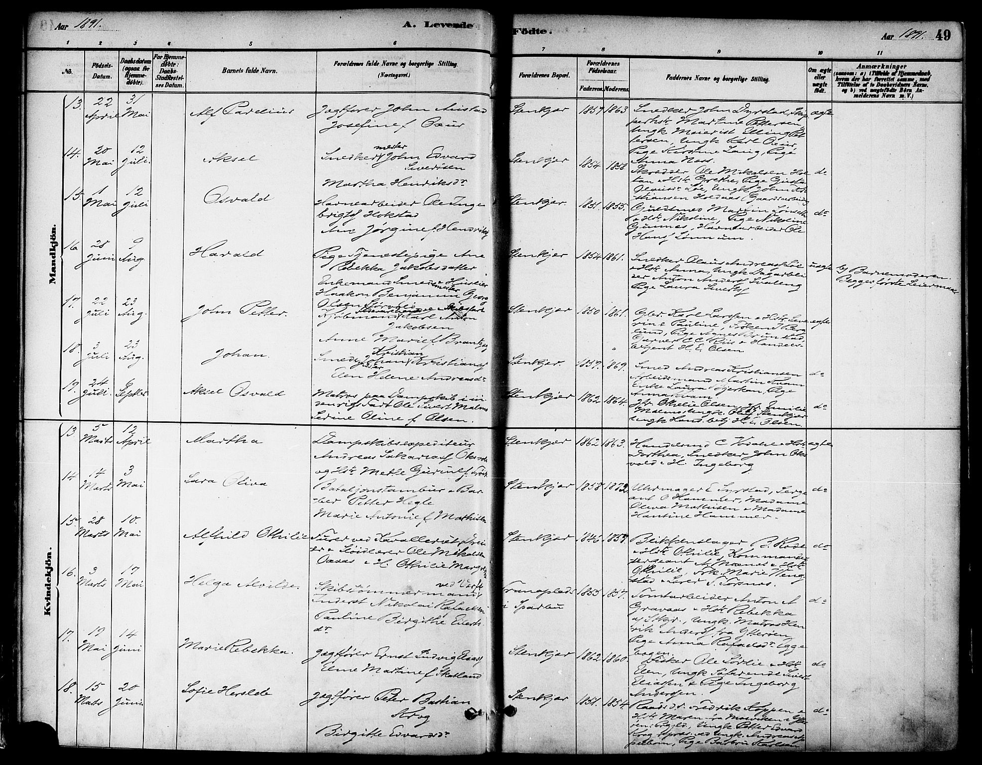 Ministerialprotokoller, klokkerbøker og fødselsregistre - Nord-Trøndelag, AV/SAT-A-1458/739/L0371: Parish register (official) no. 739A03, 1881-1895, p. 49