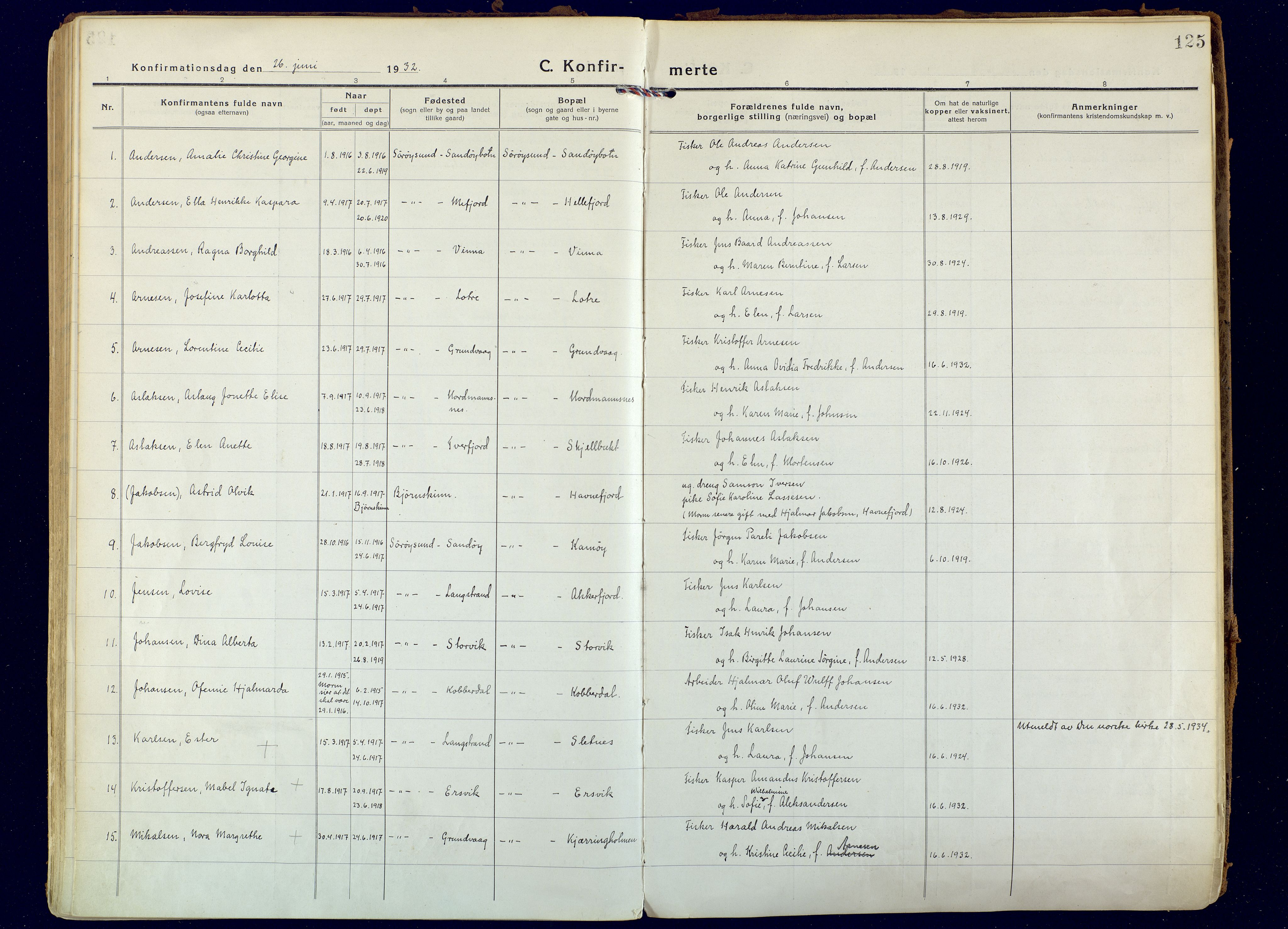 Hammerfest sokneprestkontor, AV/SATØ-S-1347/H/Ha/L0018.kirke: Parish register (official) no. 18, 1918-1933, p. 125