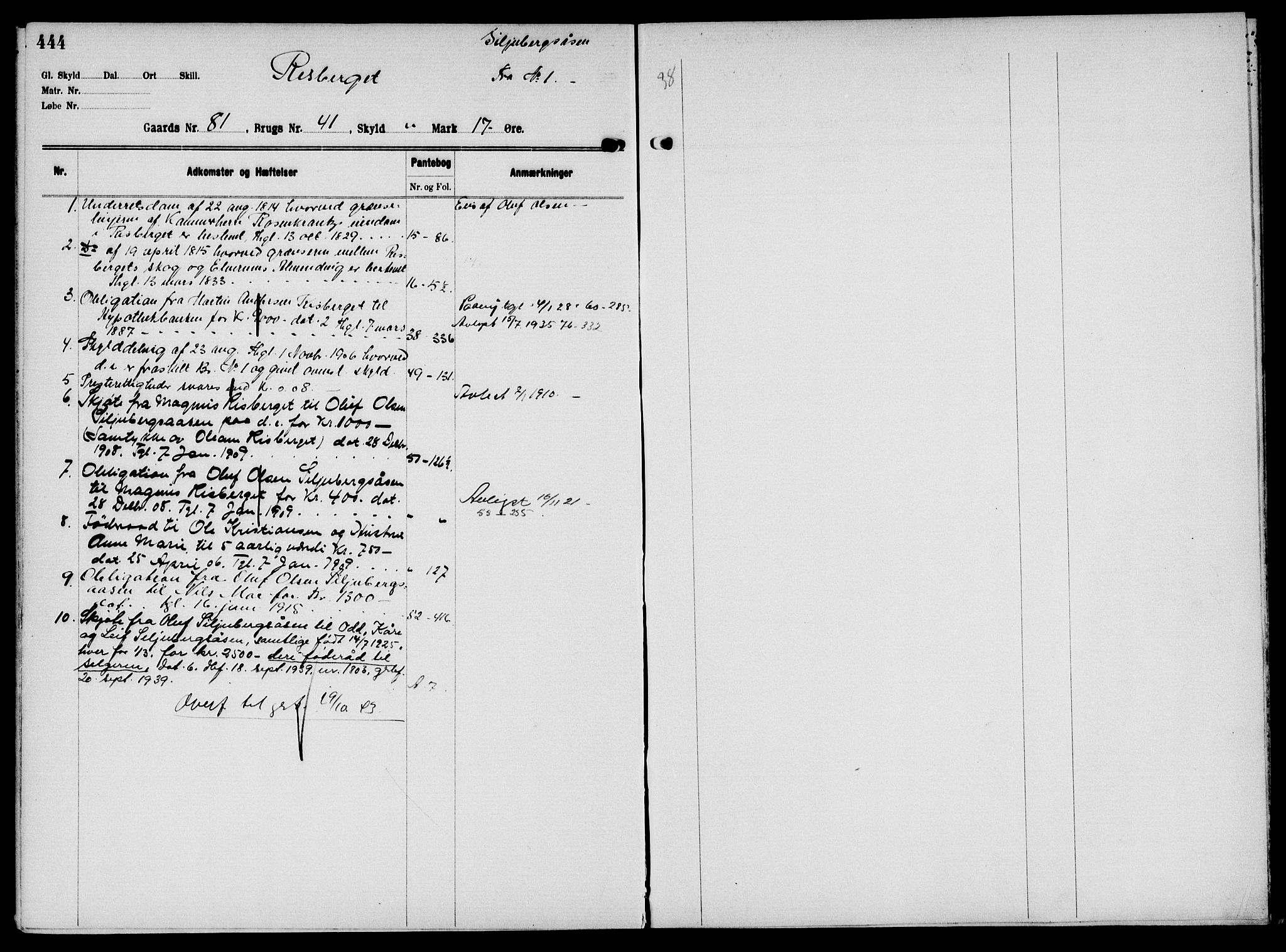 Solør tingrett, AV/SAH-TING-008/H/Ha/Hak/L0006: Mortgage register no. VI, 1900-1935, p. 444