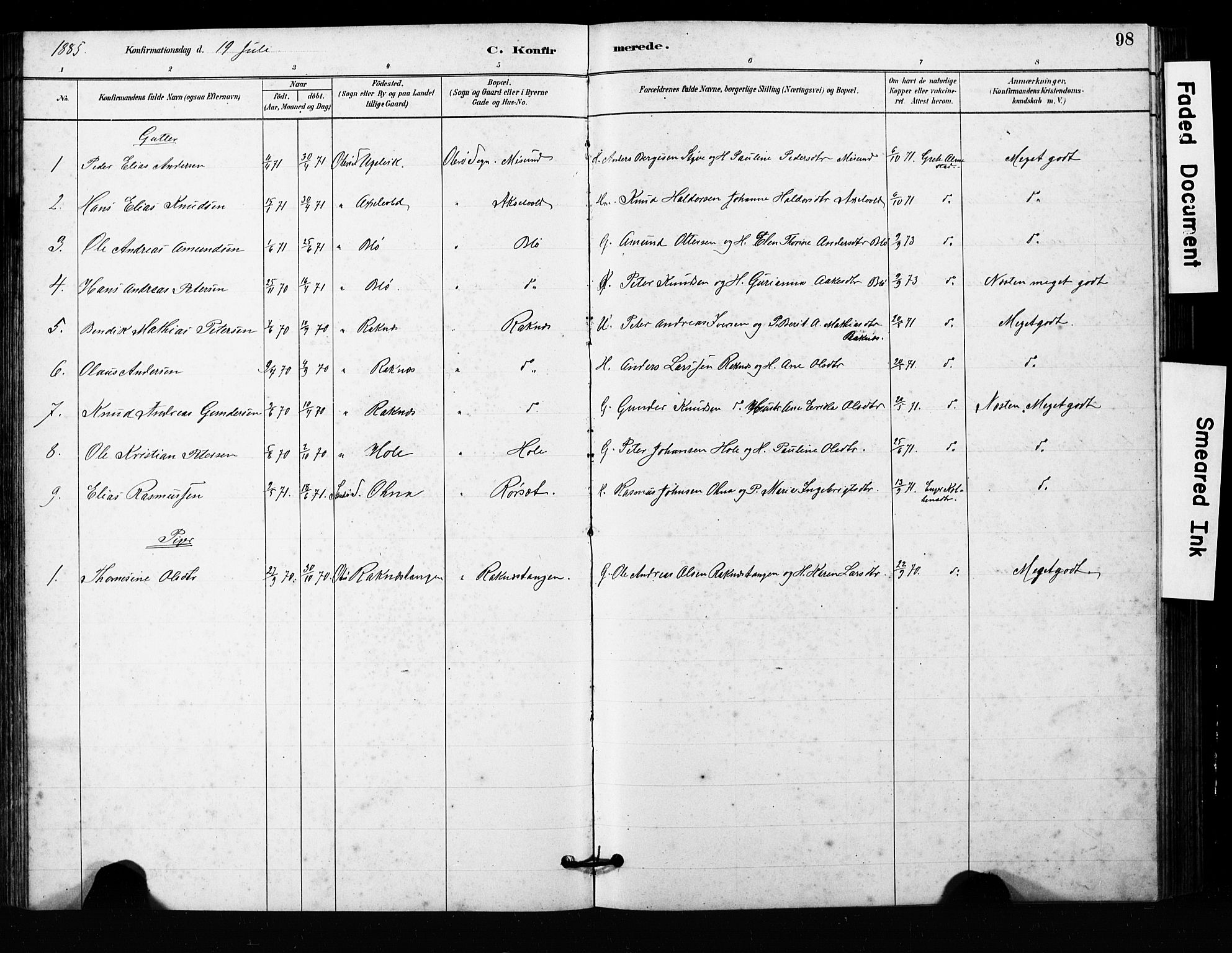 Ministerialprotokoller, klokkerbøker og fødselsregistre - Møre og Romsdal, SAT/A-1454/563/L0737: Parish register (copy) no. 563C01, 1878-1916, p. 98