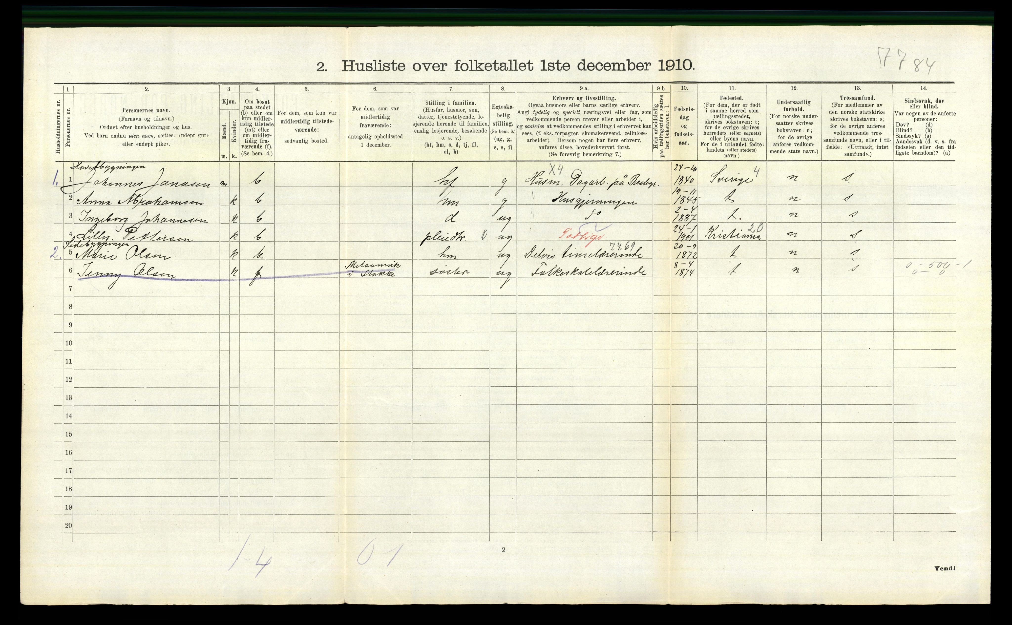 RA, 1910 census for Stokke, 1910, p. 317