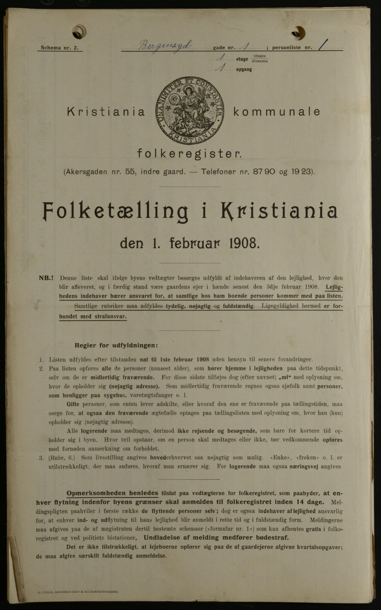 OBA, Municipal Census 1908 for Kristiania, 1908, p. 3741