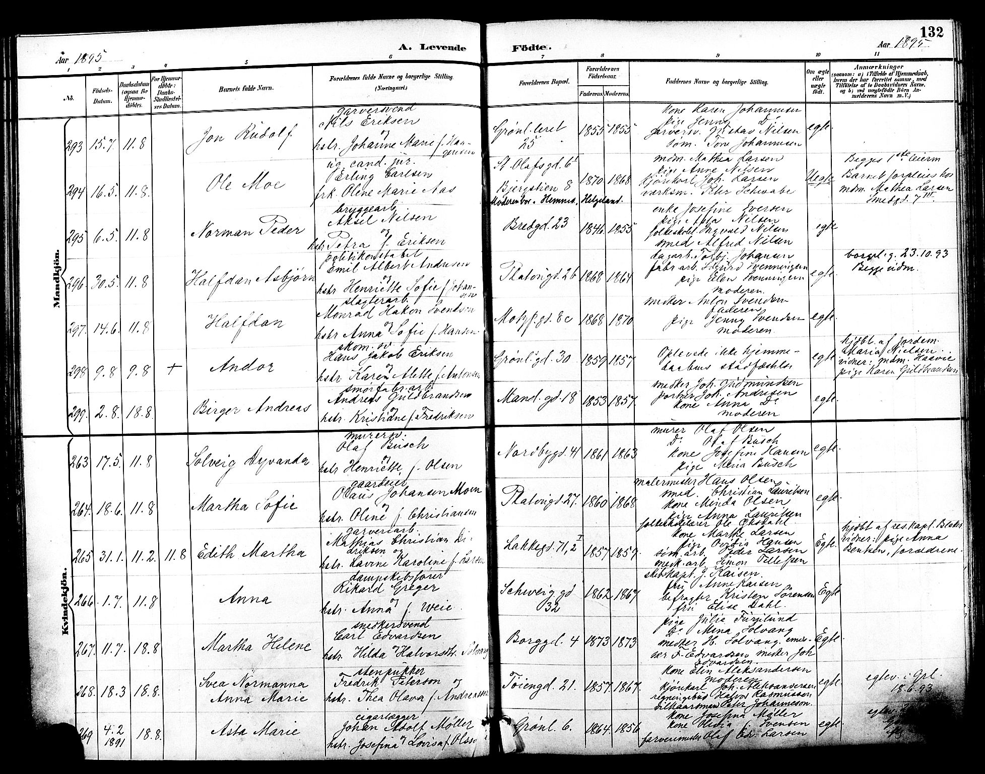 Grønland prestekontor Kirkebøker, AV/SAO-A-10848/F/Fa/L0012: Parish register (official) no. 12, 1893-1900, p. 132