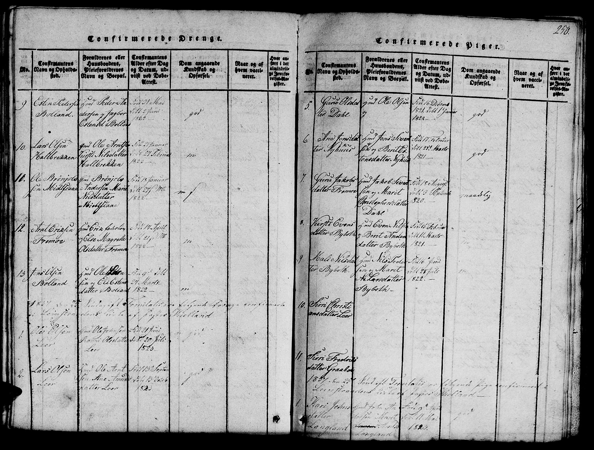 Ministerialprotokoller, klokkerbøker og fødselsregistre - Sør-Trøndelag, SAT/A-1456/693/L1121: Parish register (copy) no. 693C02, 1816-1869, p. 250