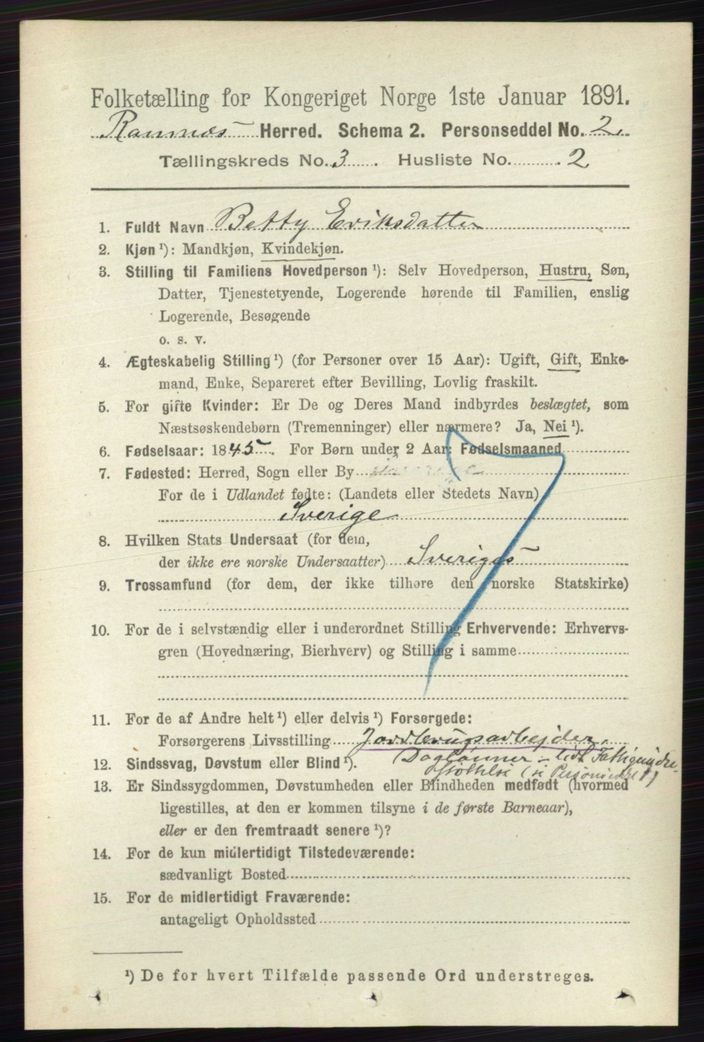 RA, 1891 census for 0718 Ramnes, 1891, p. 1310