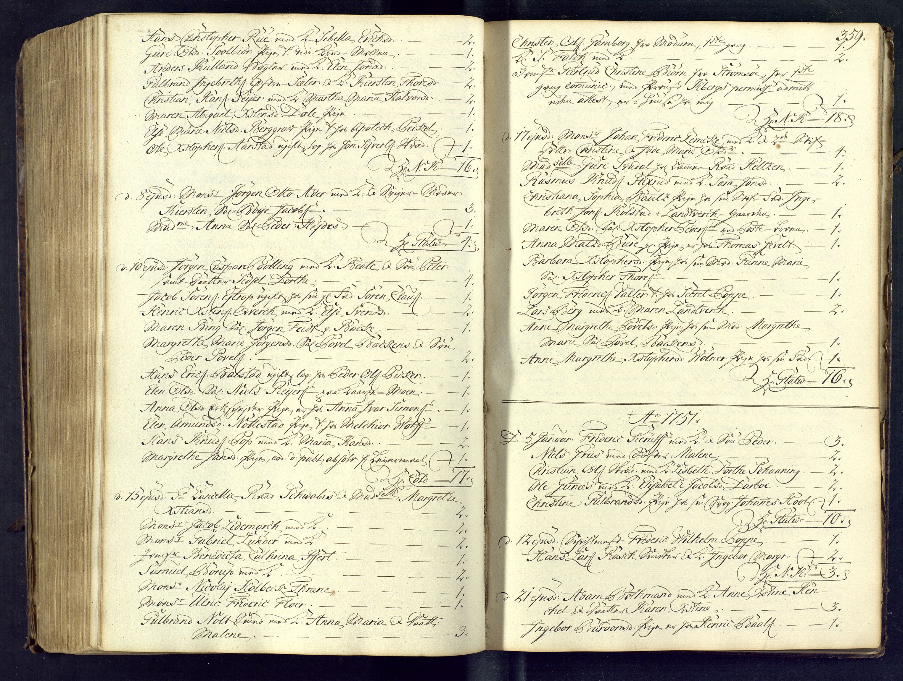 Kongsberg kirkebøker, SAKO/A-22/M/Ma/L0004: Communicants register no. 4, 1750-1755, p. 359