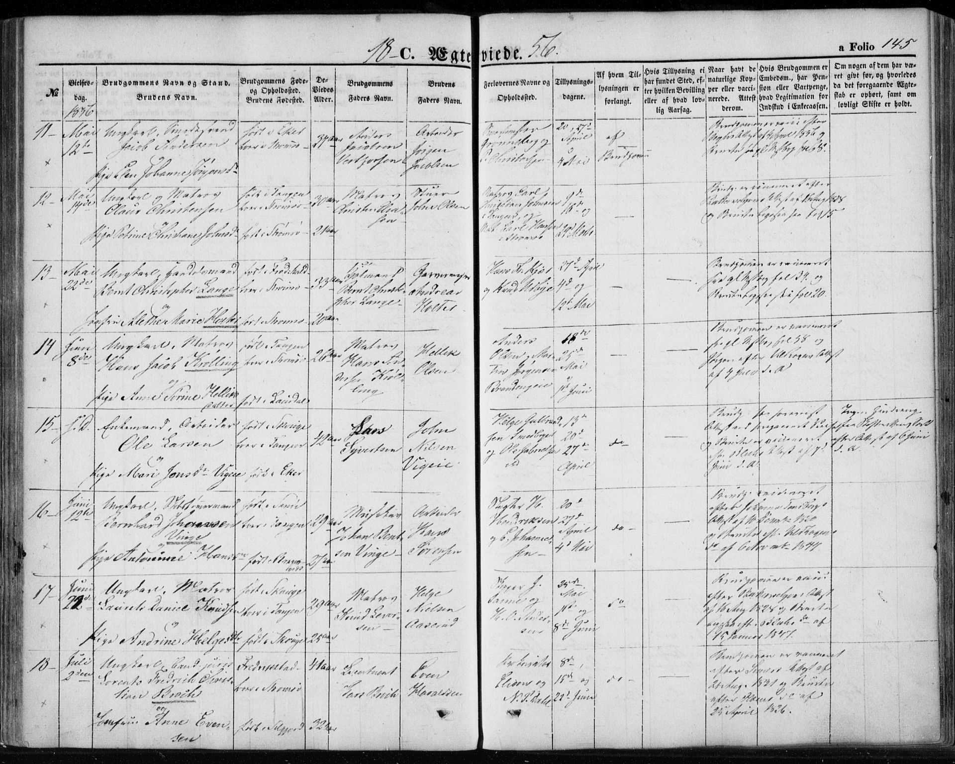 Strømsø kirkebøker, SAKO/A-246/F/Fa/L0017: Parish register (official) no. I 17, 1848-1865, p. 145