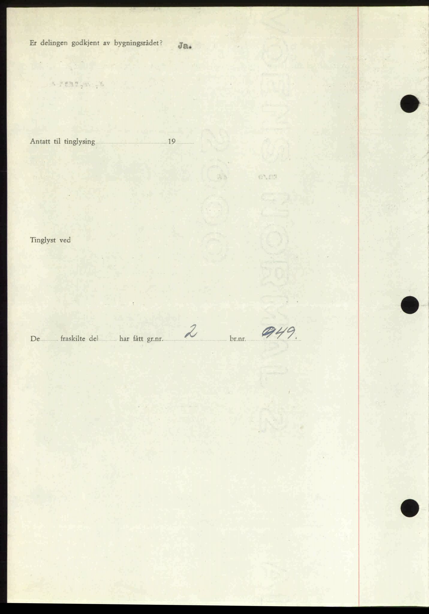 Follo sorenskriveri, SAO/A-10274/G/Ga/Gaa/L0085: Mortgage book no. I 85, 1948-1948, Diary no: : 3907/1948