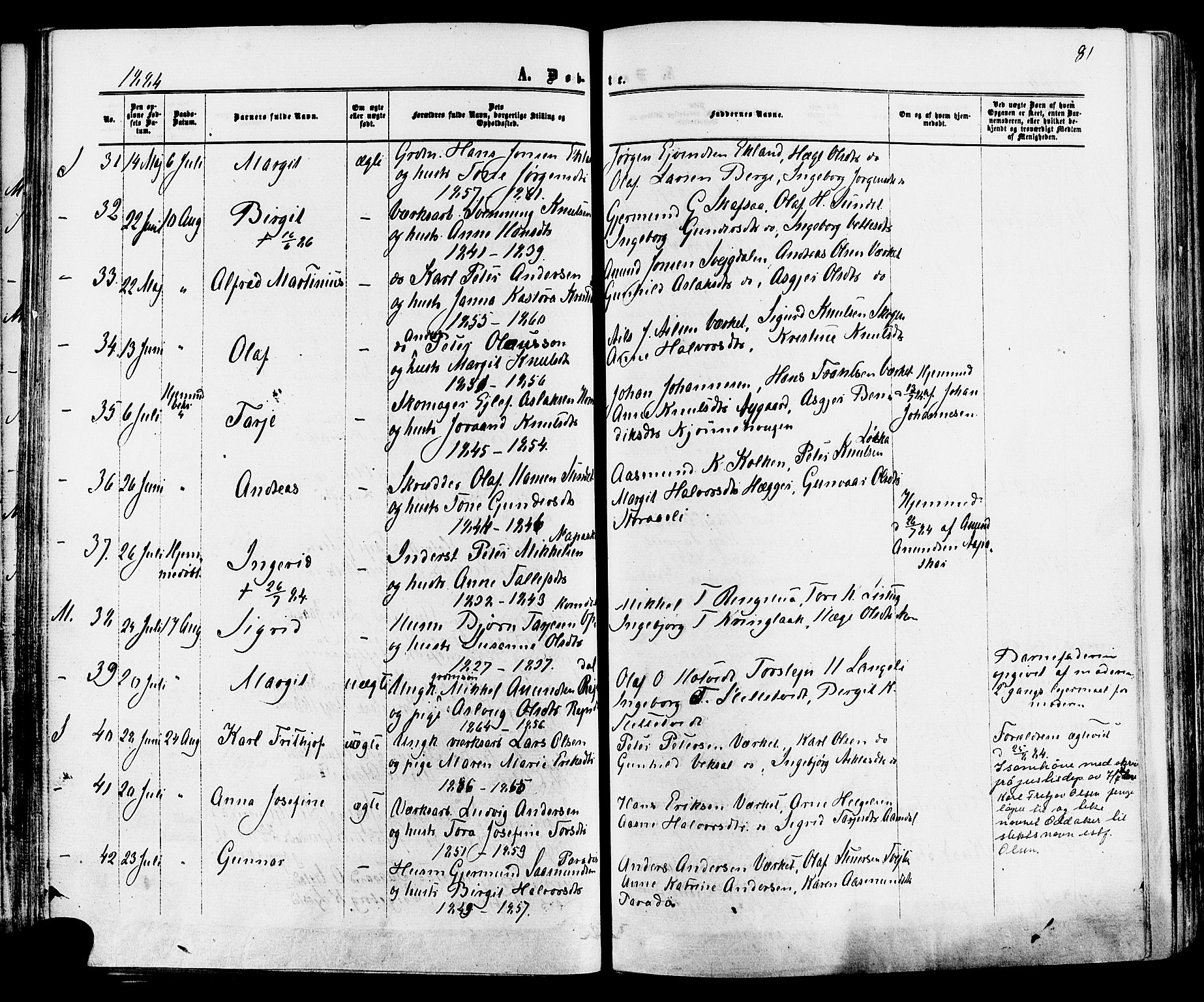 Mo kirkebøker, AV/SAKO-A-286/F/Fa/L0006: Parish register (official) no. I 6, 1865-1885, p. 81