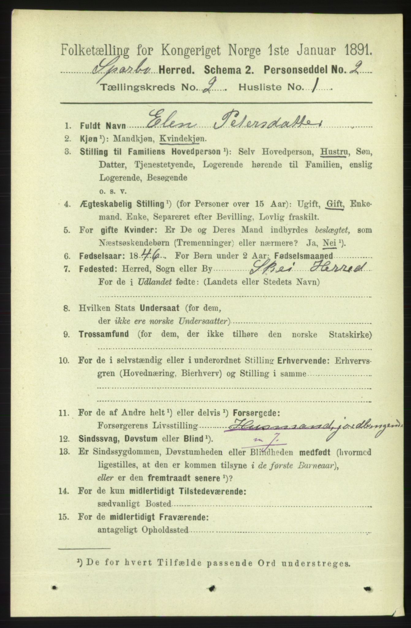 RA, 1891 census for 1731 Sparbu, 1891, p. 673