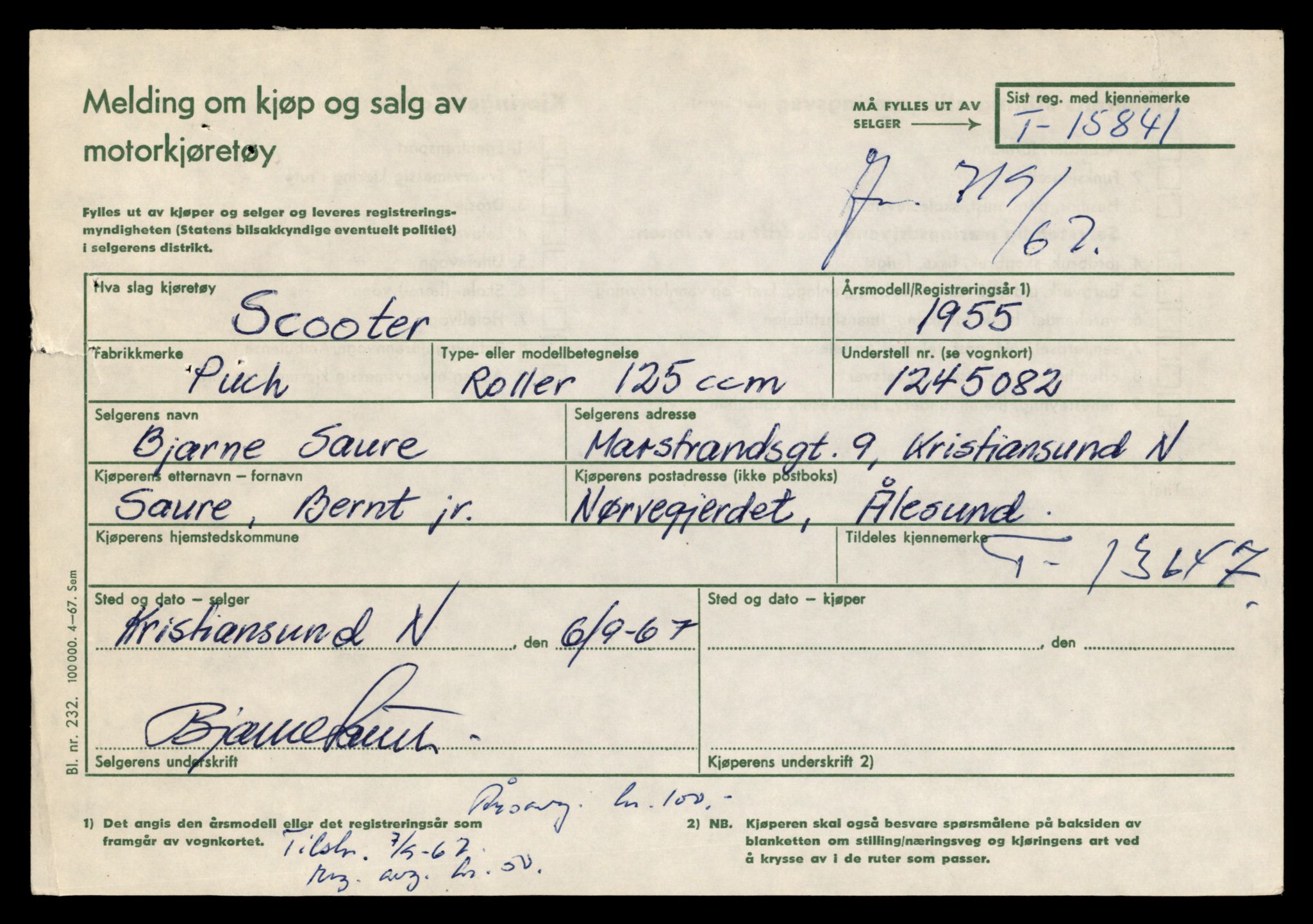 Møre og Romsdal vegkontor - Ålesund trafikkstasjon, AV/SAT-A-4099/F/Fe/L0040: Registreringskort for kjøretøy T 13531 - T 13709, 1927-1998, p. 2061