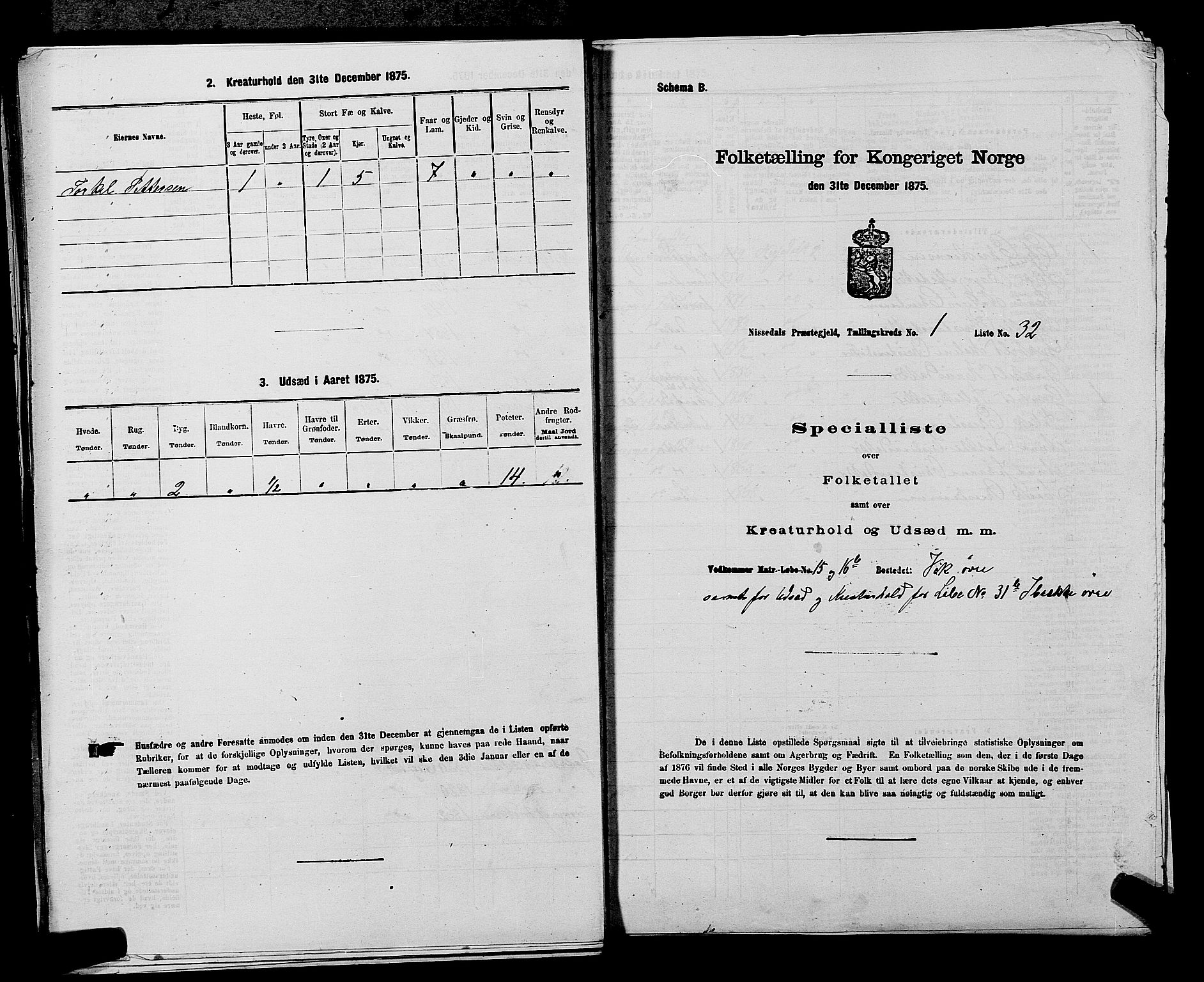 SAKO, 1875 census for 0830P Nissedal, 1875, p. 97
