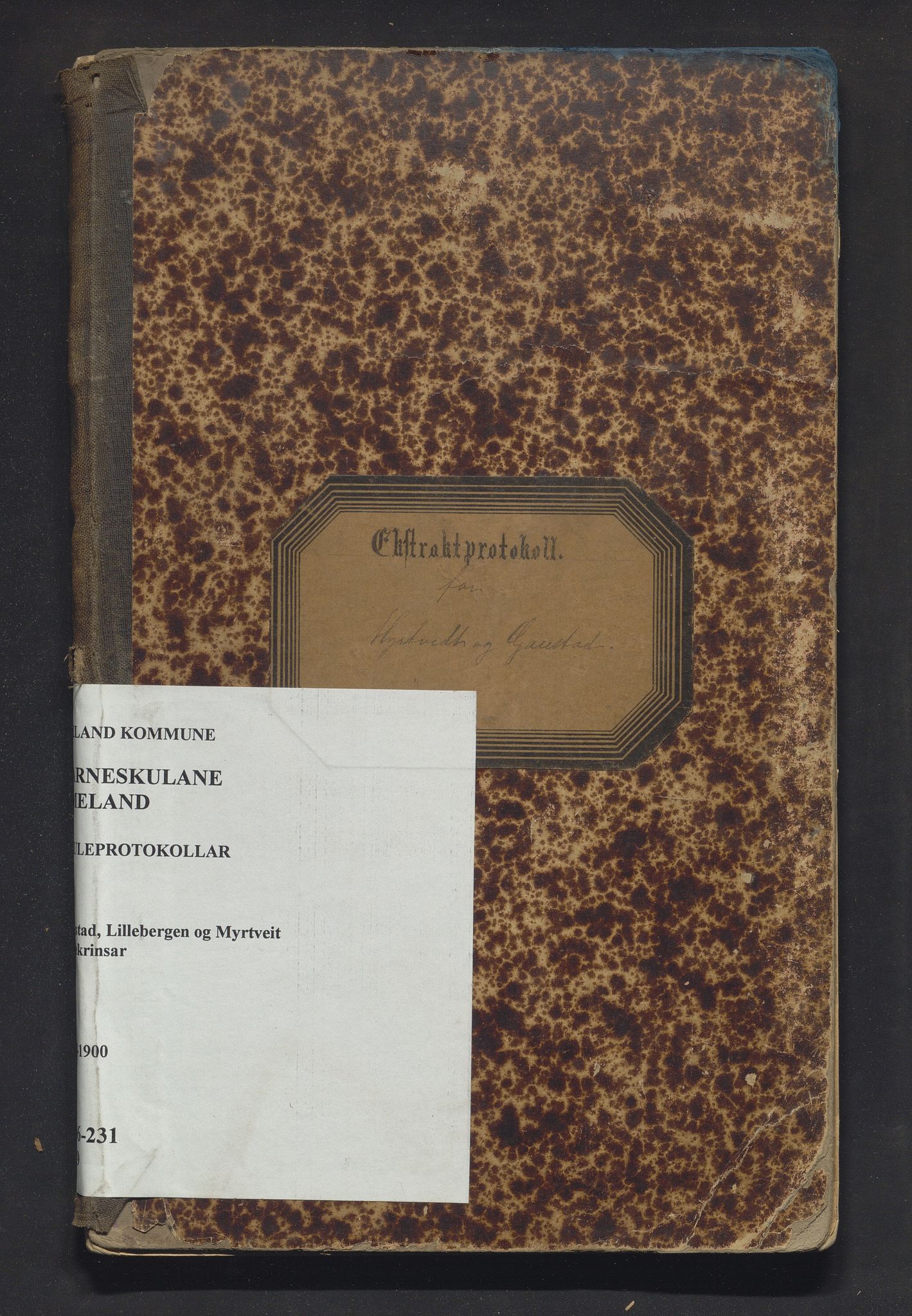 Meland kommune. Barneskulane, IKAH/1256-231/F/Fa/L0009: Skuleprotokoll for Gaustad, Lillebergen og Myrtveit krinsar, 1892-1900