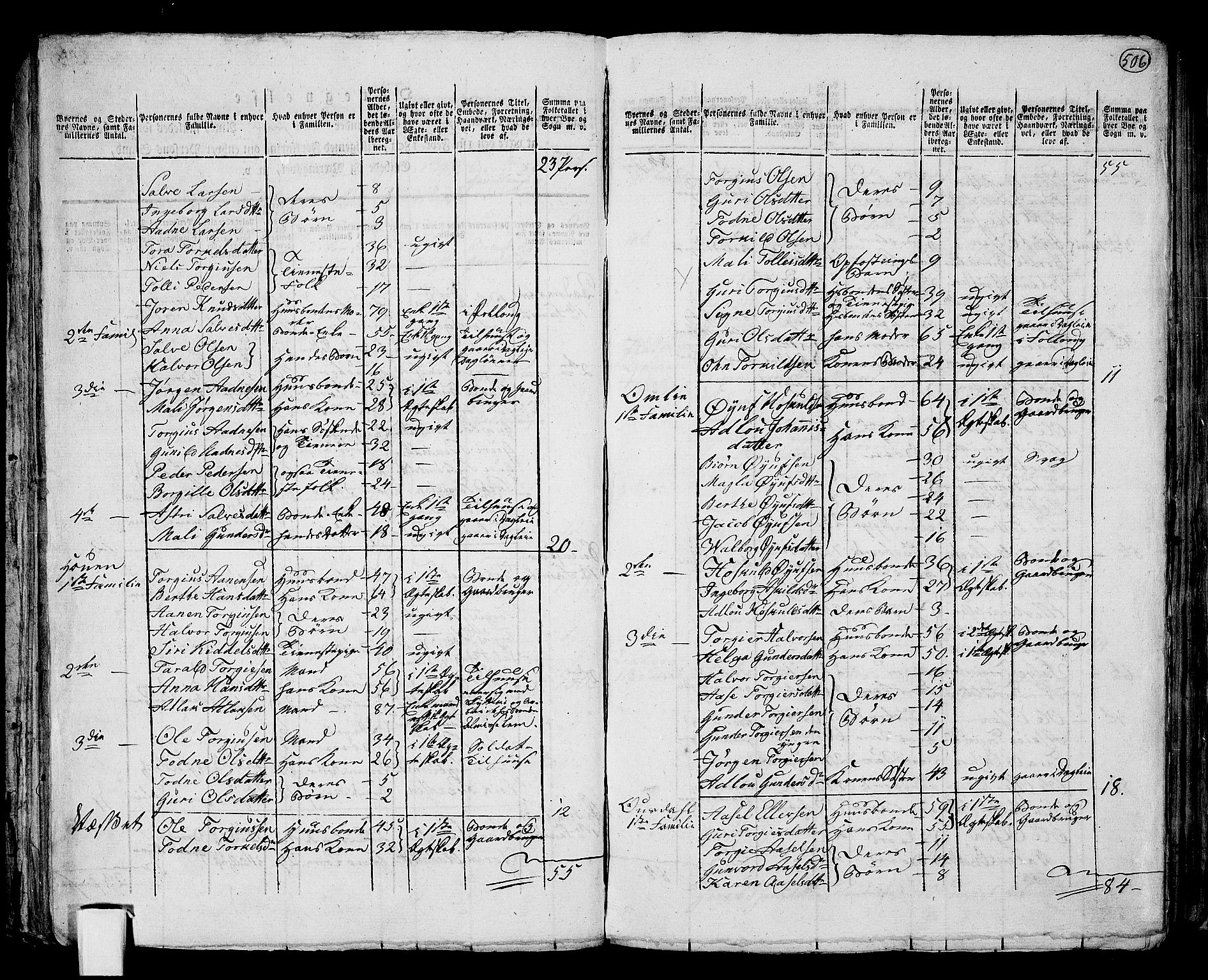 RA, 1801 census for 1045P Bakke, 1801, p. 505b-506a