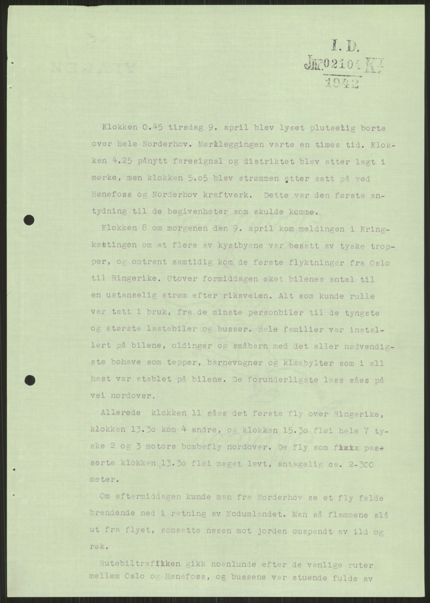 Forsvaret, Forsvarets krigshistoriske avdeling, AV/RA-RAFA-2017/Y/Ya/L0014: II-C-11-31 - Fylkesmenn.  Rapporter om krigsbegivenhetene 1940., 1940, p. 448