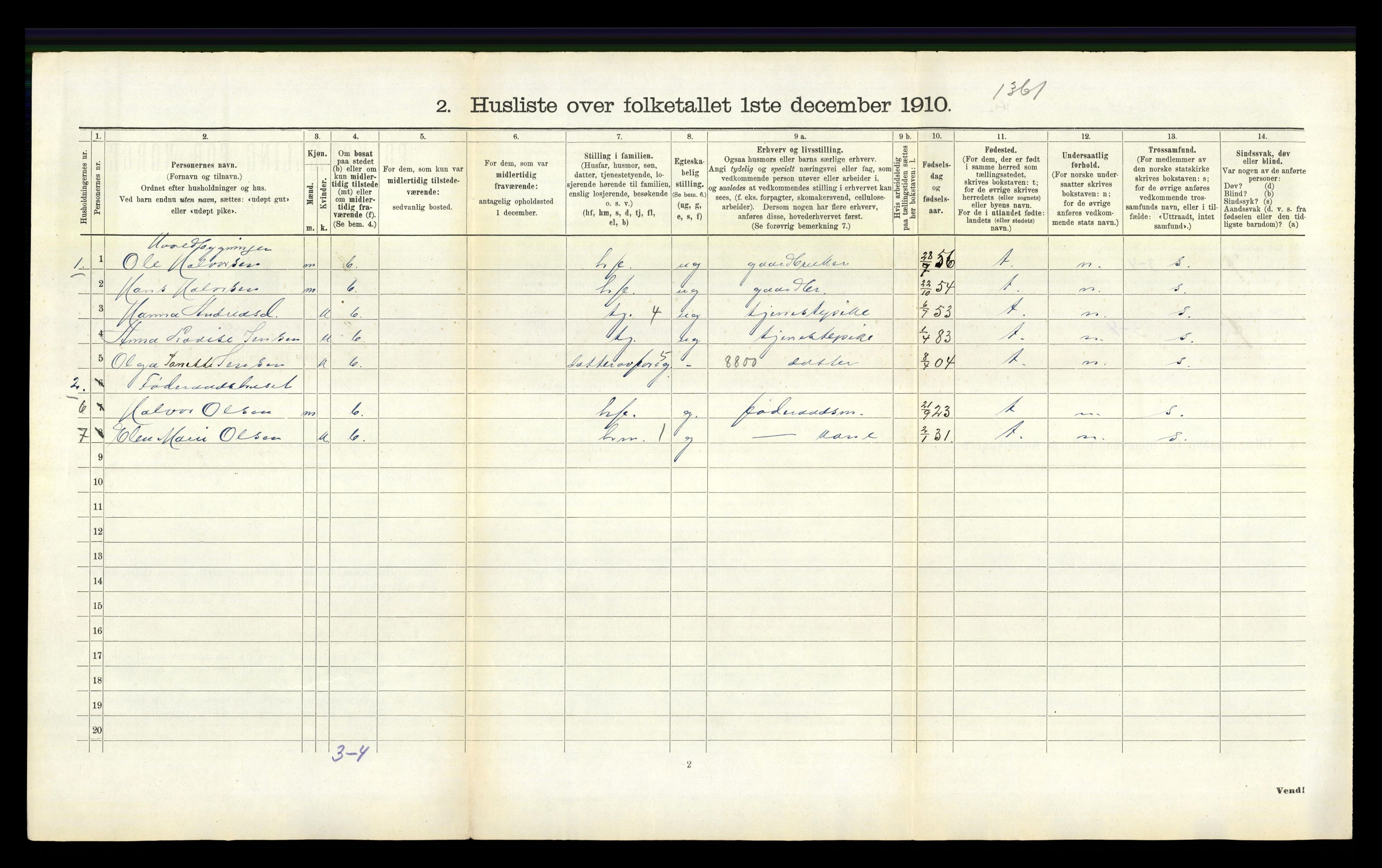 RA, 1910 census for Brunlanes, 1910, p. 1064