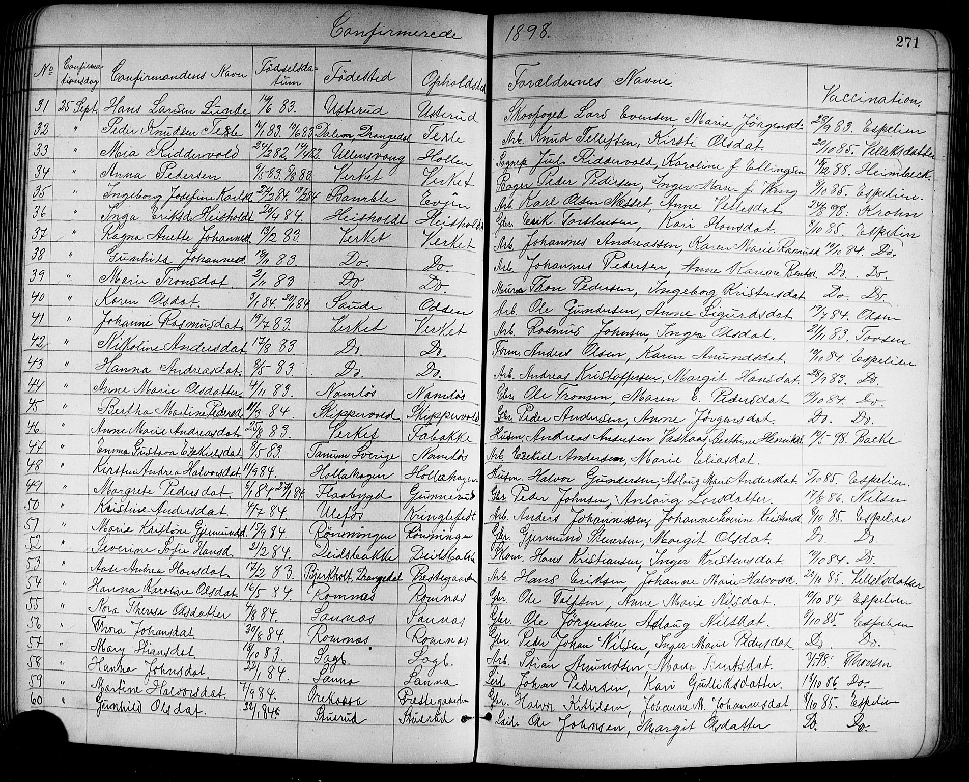 Holla kirkebøker, SAKO/A-272/G/Ga/L0005: Parish register (copy) no. I 5, 1891-1917, p. 271
