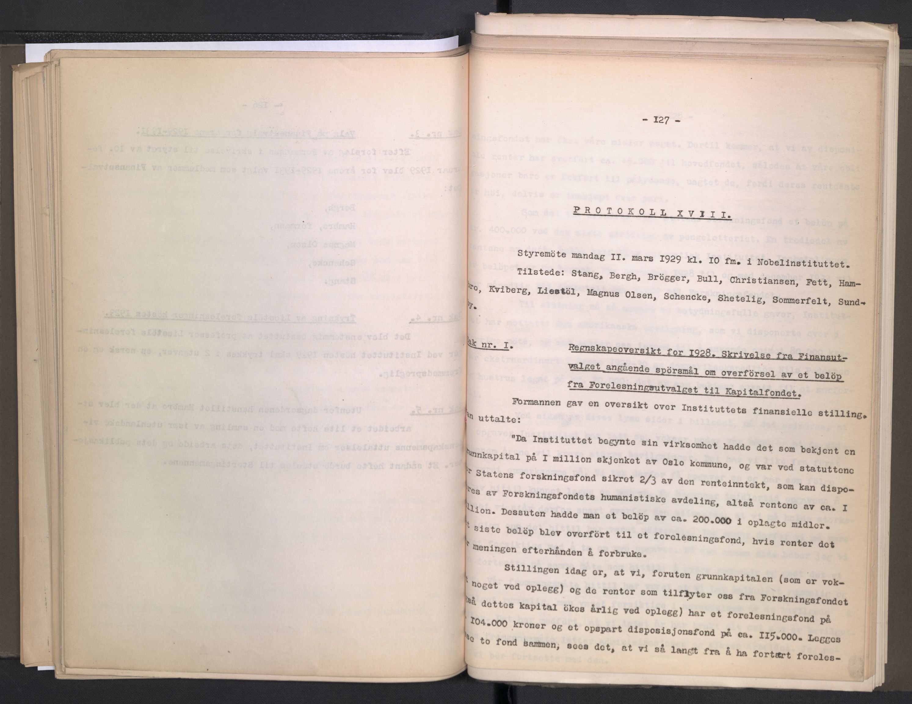 Instituttet for sammenlignende kulturforskning, AV/RA-PA-0424/A/L0005: Styreprotokoll, 1923-1930, p. 127