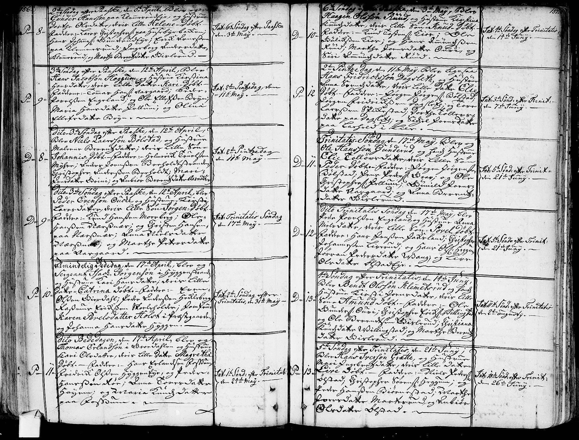 Røyken kirkebøker, AV/SAKO-A-241/G/Ga/L0001: Parish register (copy) no. 1, 1740-1768, p. 156-157